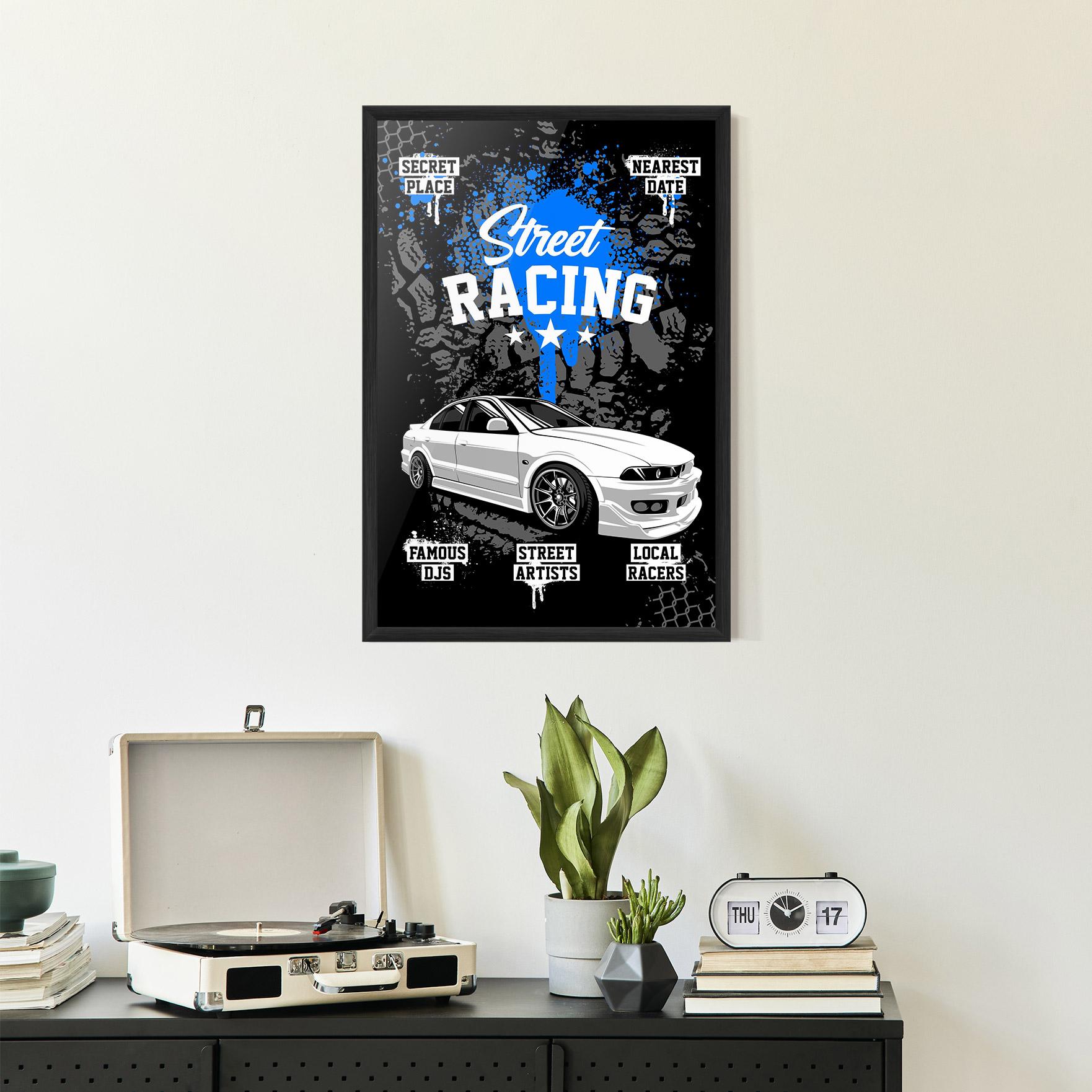 Plakat w Ramie Street Racing Art mockup 2