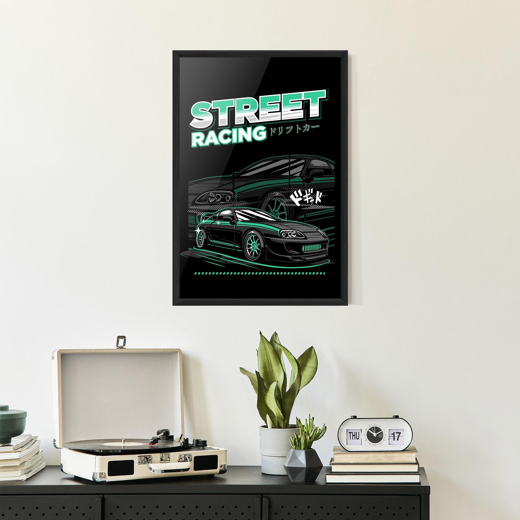 Plakat w Ramie Street Racing mockup 2