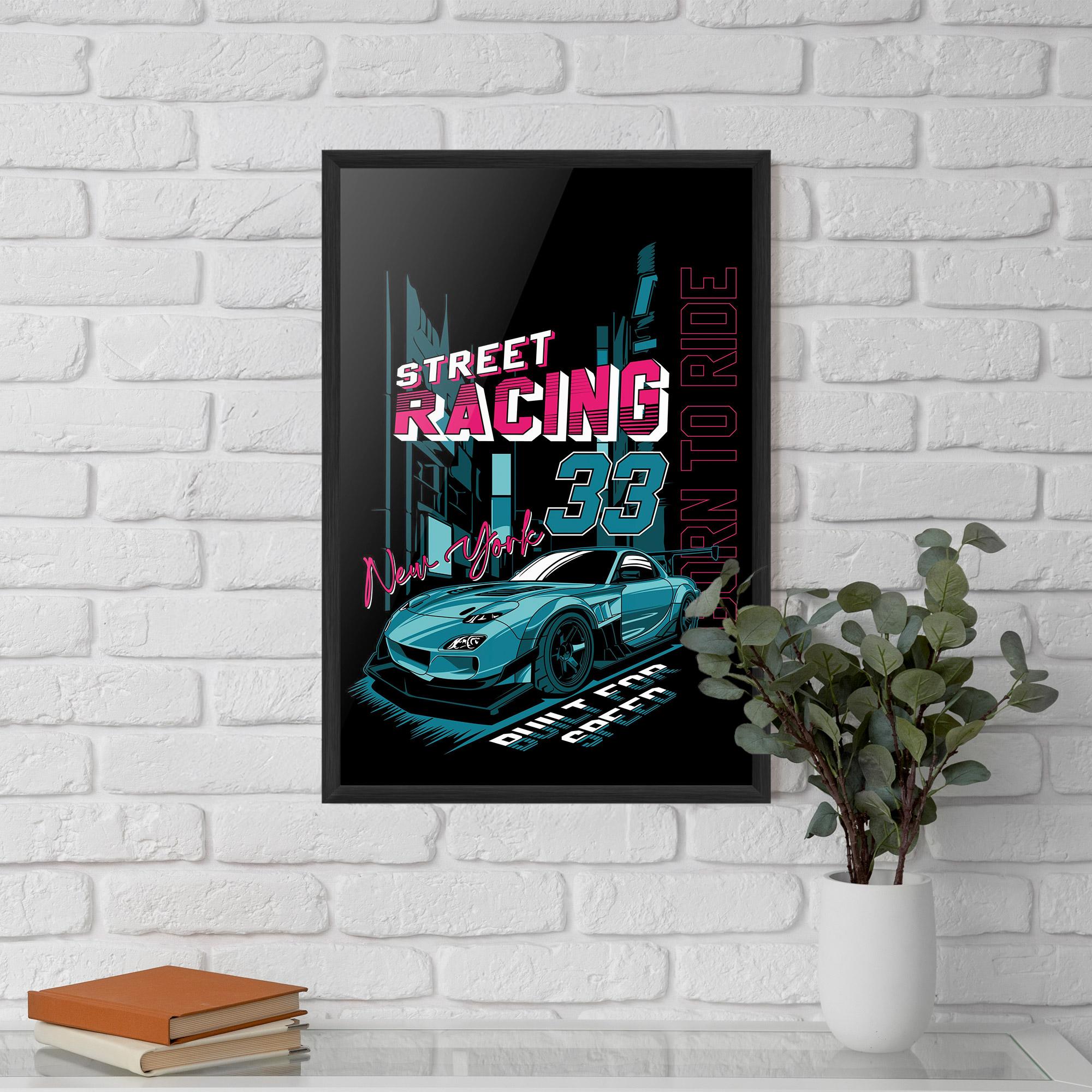 Plakat w Ramie Blue Born To Ride mockup 5