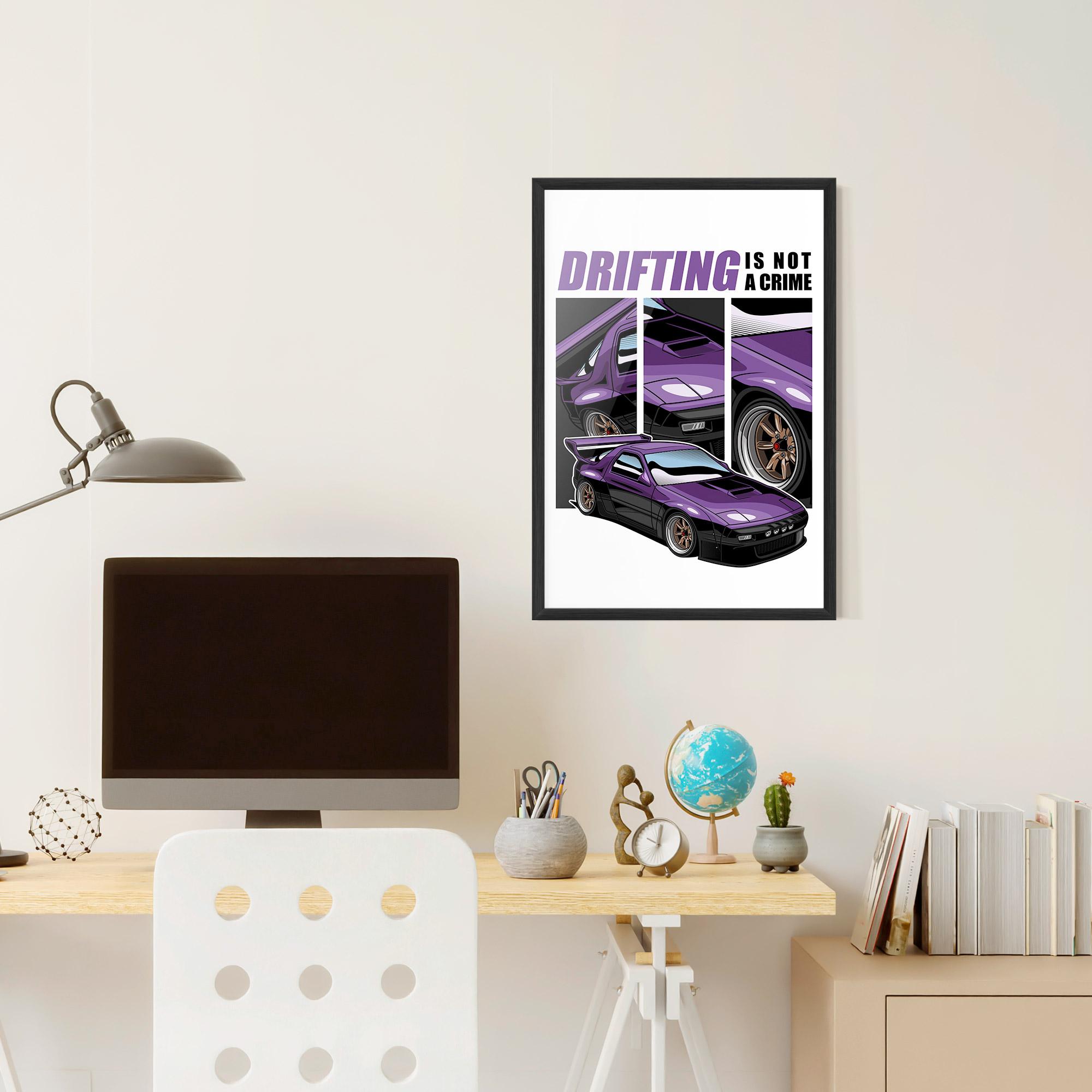 Plakat w Ramie Drift Purple Car mockup 6