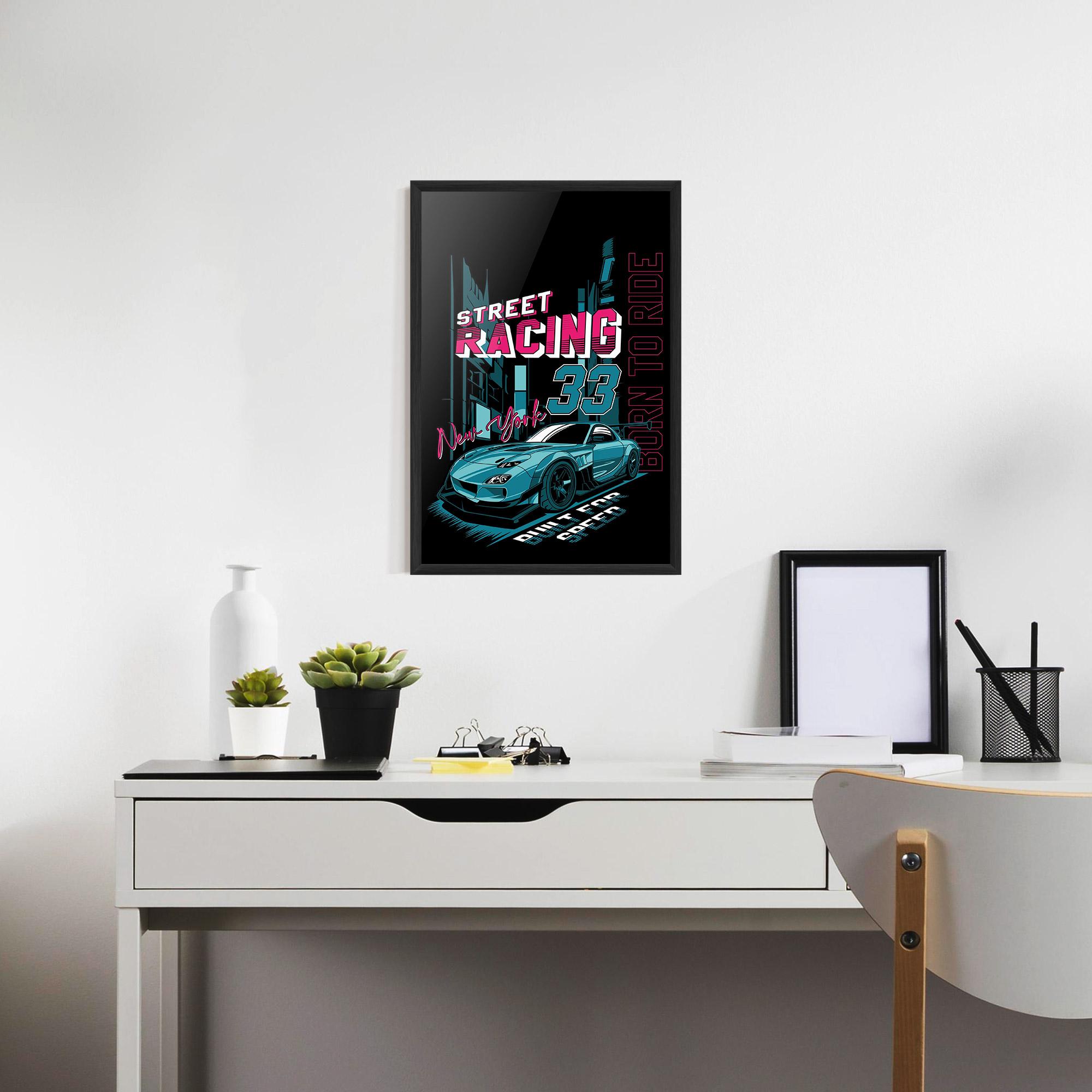 Plakat w Ramie Blue Born To Ride mockup 7