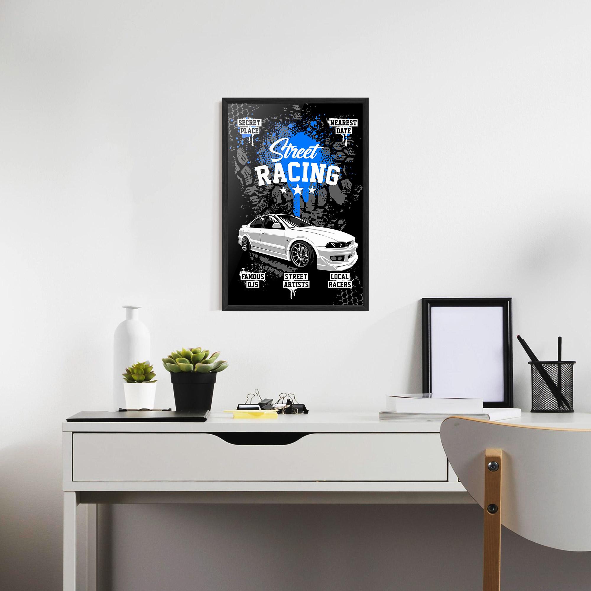 Plakat w Ramie Street Racing Art mockup 7