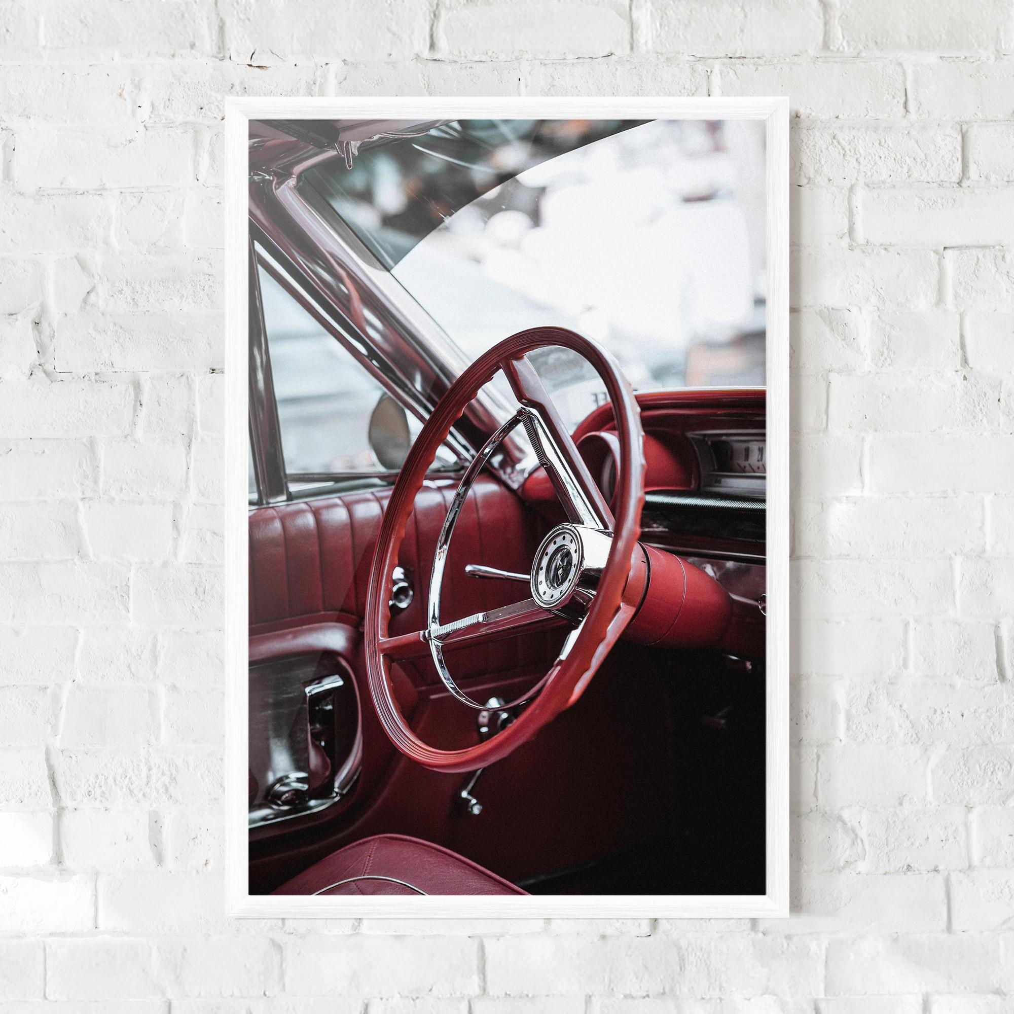Plakat w Ramie Red Steering Wheel mockup 0