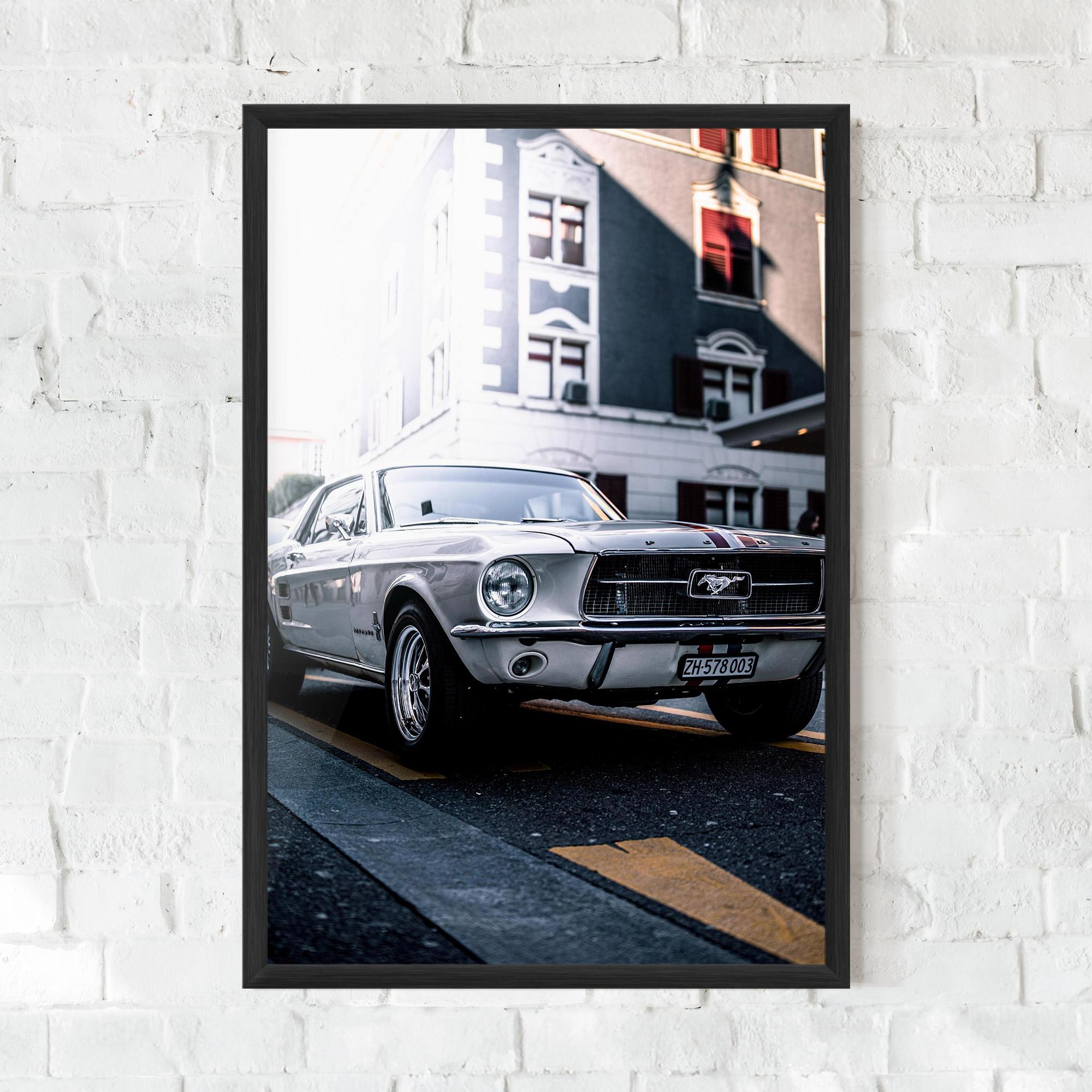 Plakat w Ramie Vintage White Car mockup 0