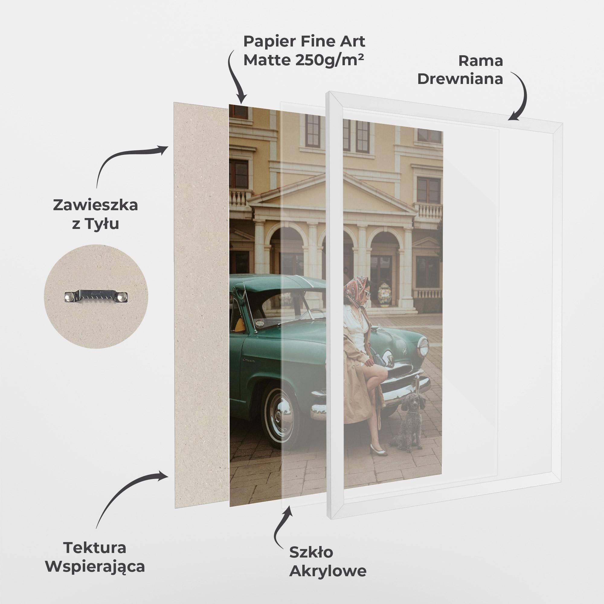 Plakat w Ramie Vintage Lady Car mockup 1