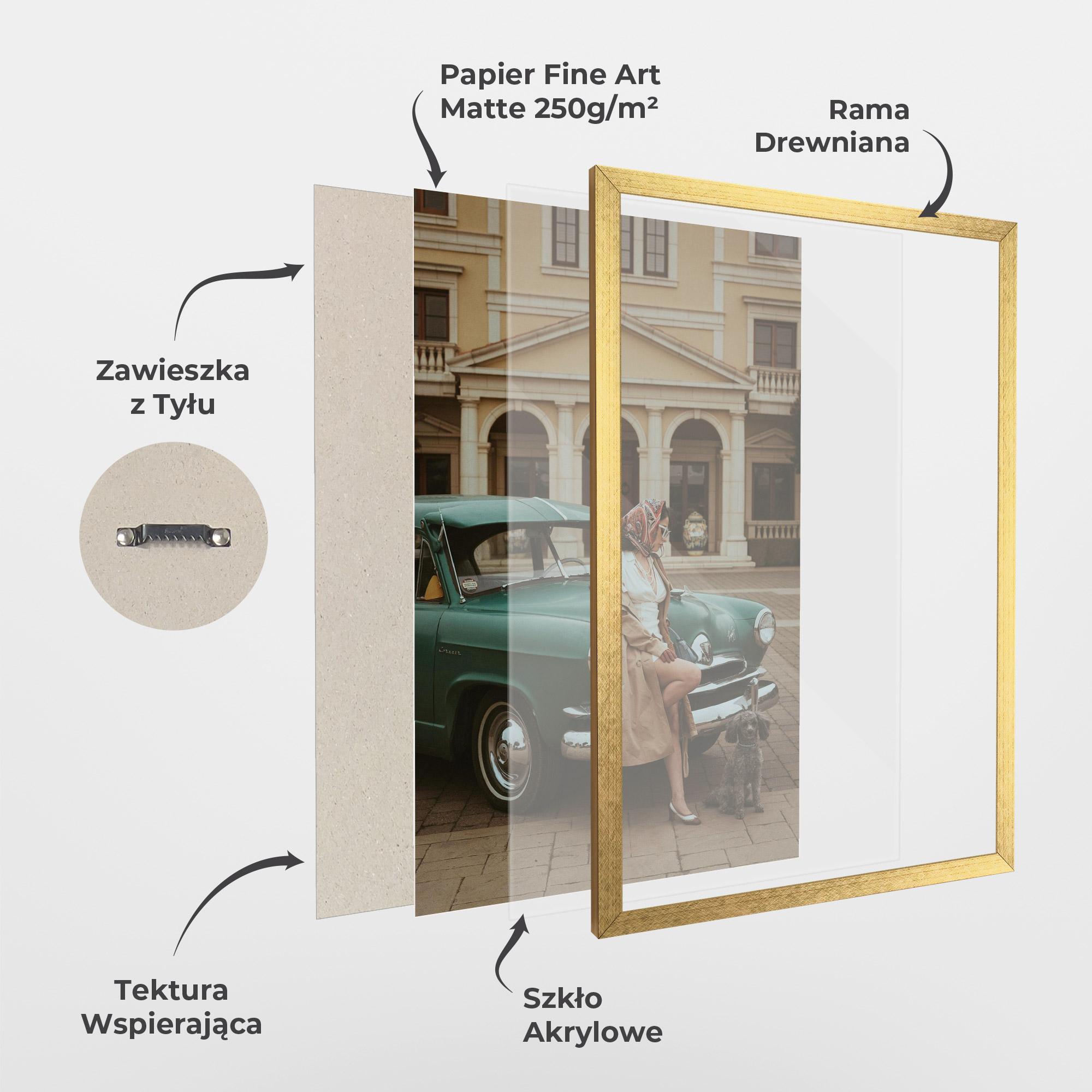 Plakat w Ramie Vintage Lady Car mockup 1