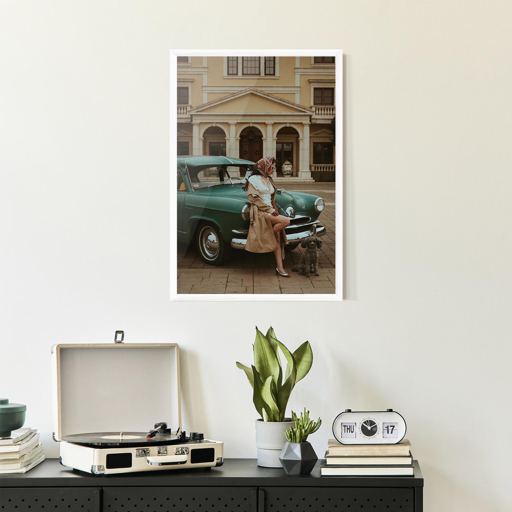 Plakat w Ramie Vintage Lady Car mockup 2