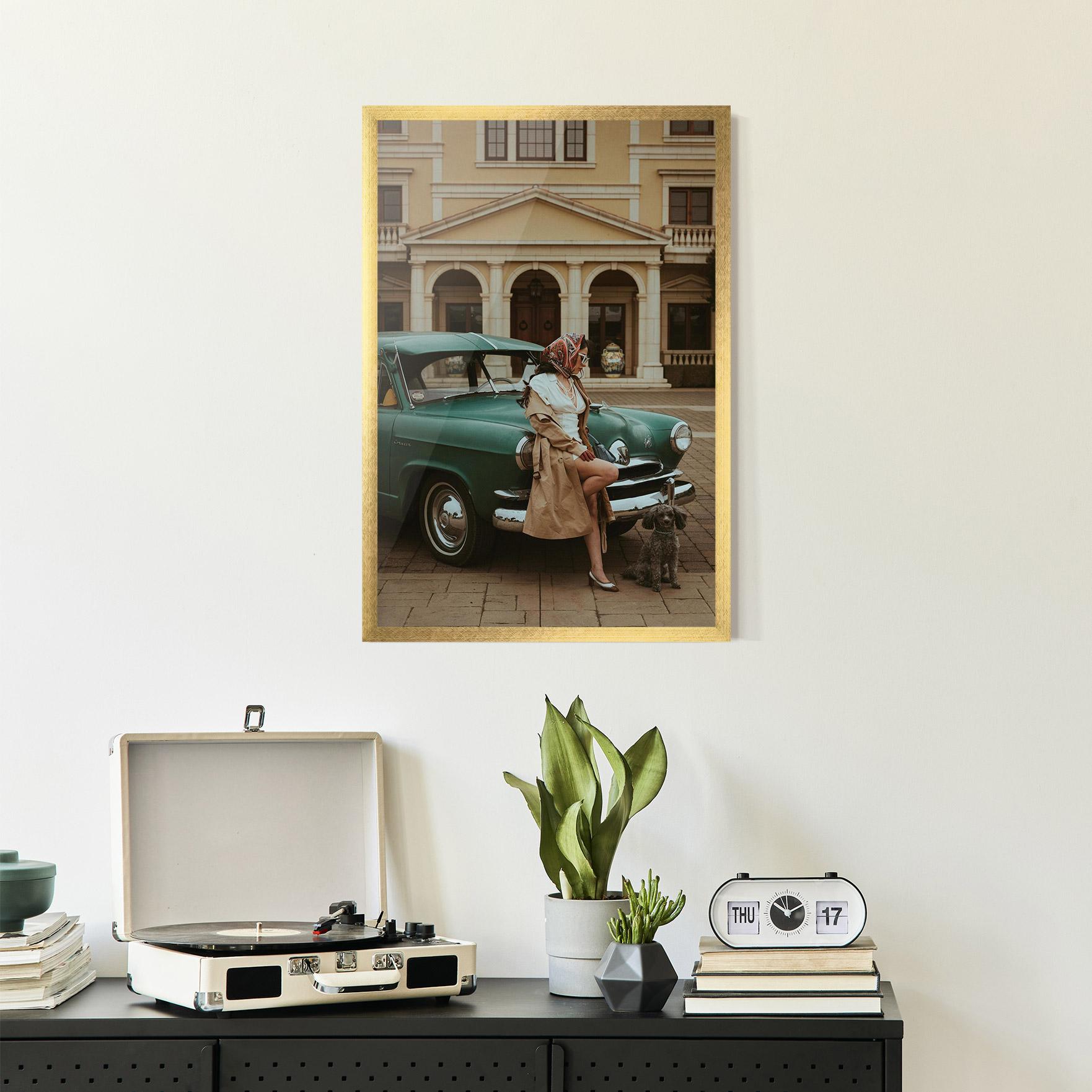 Plakat w Ramie Vintage Lady Car mockup 2