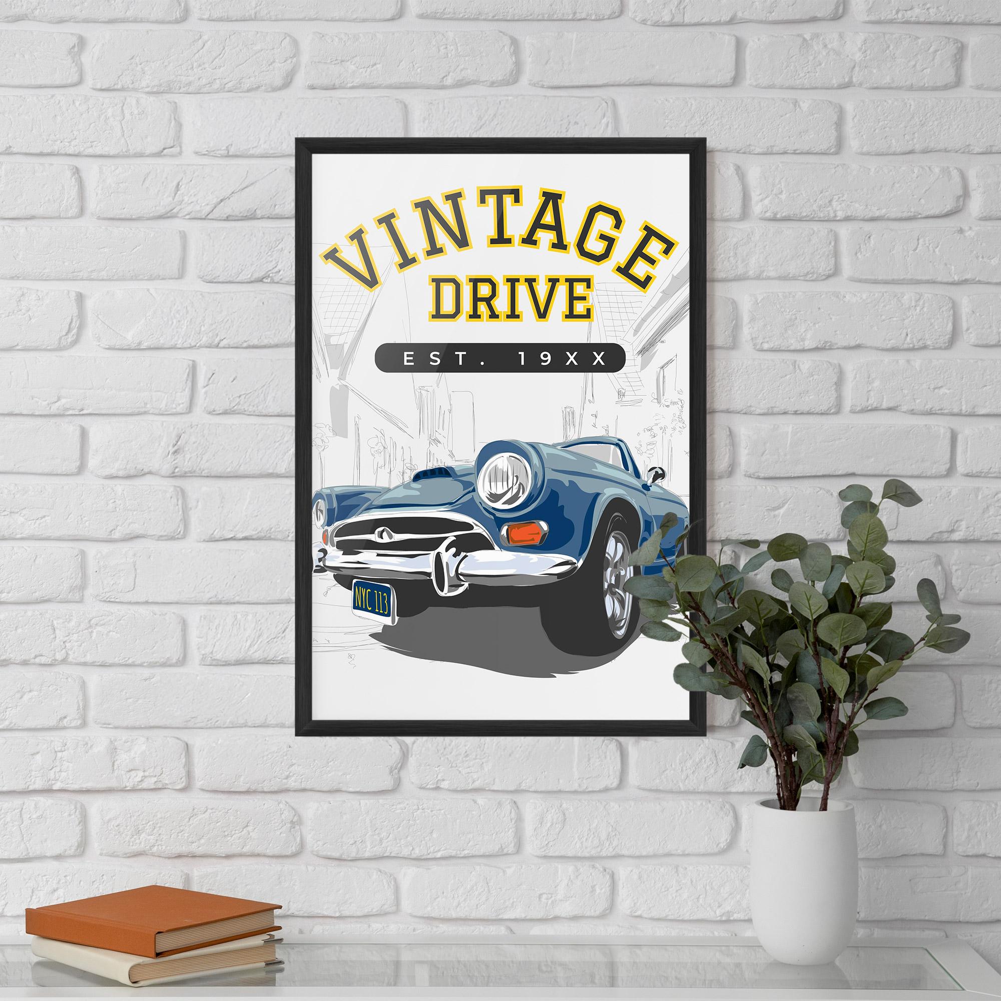 Plakat w Ramie Vintage Drive mockup 5