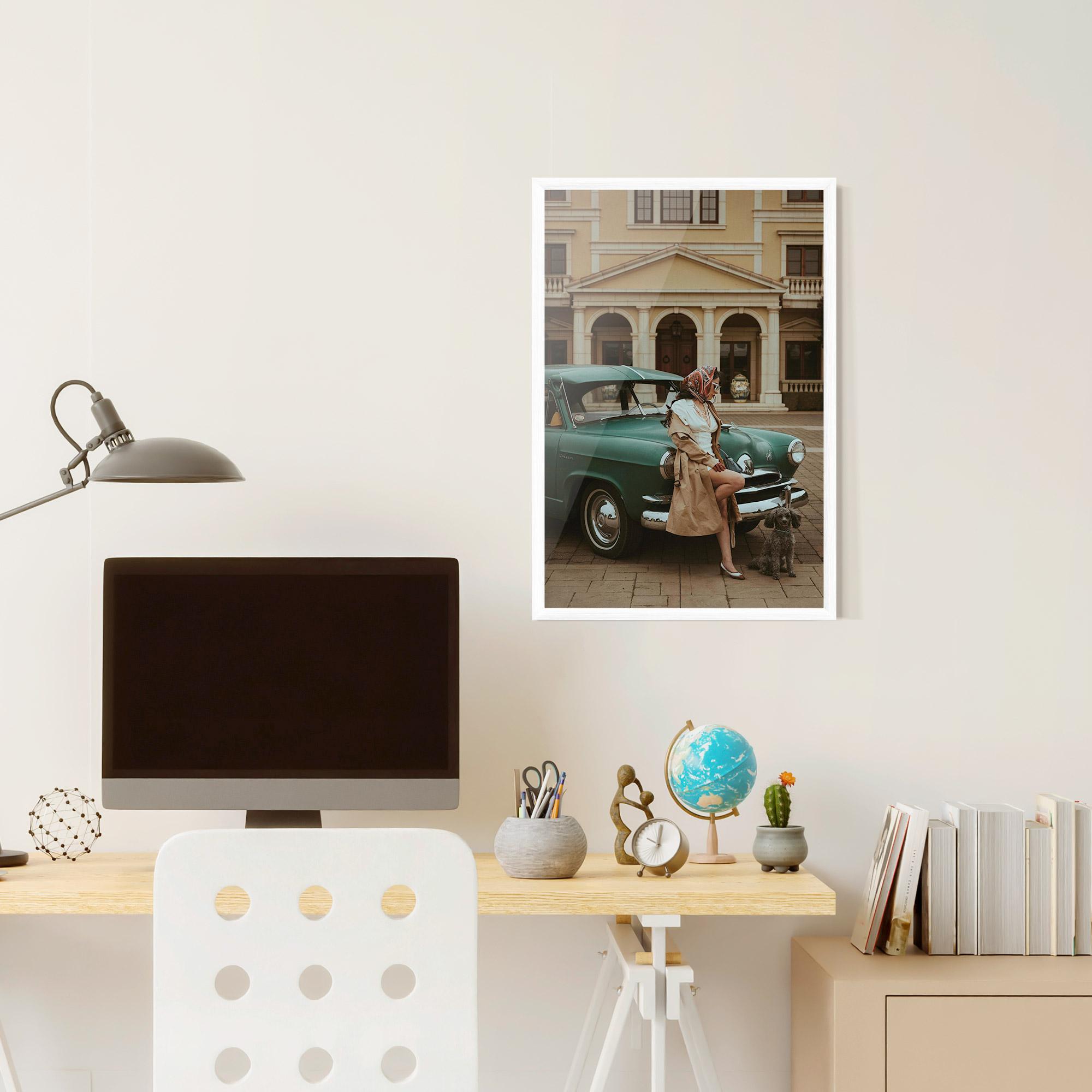 Plakat w Ramie Vintage Lady Car mockup 6