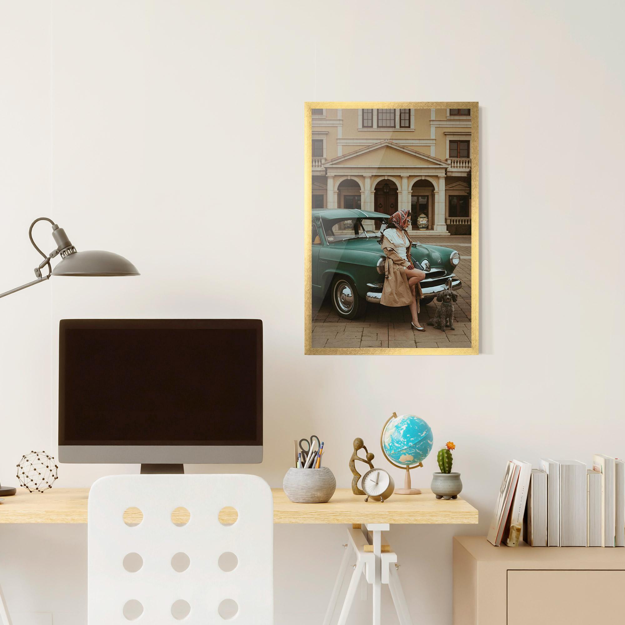 Plakat w Ramie Vintage Lady Car mockup 6