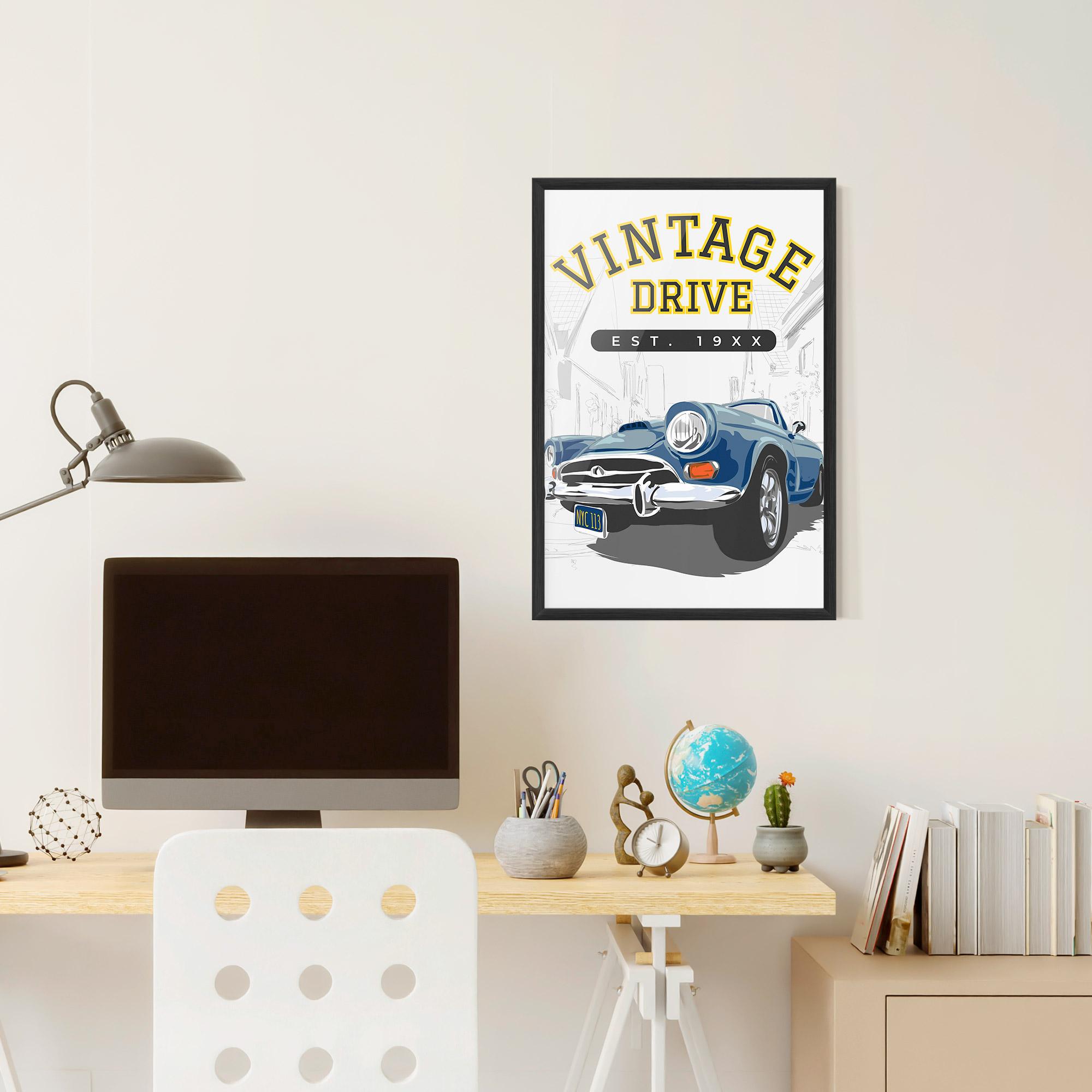 Plakat w Ramie Vintage Drive mockup 6