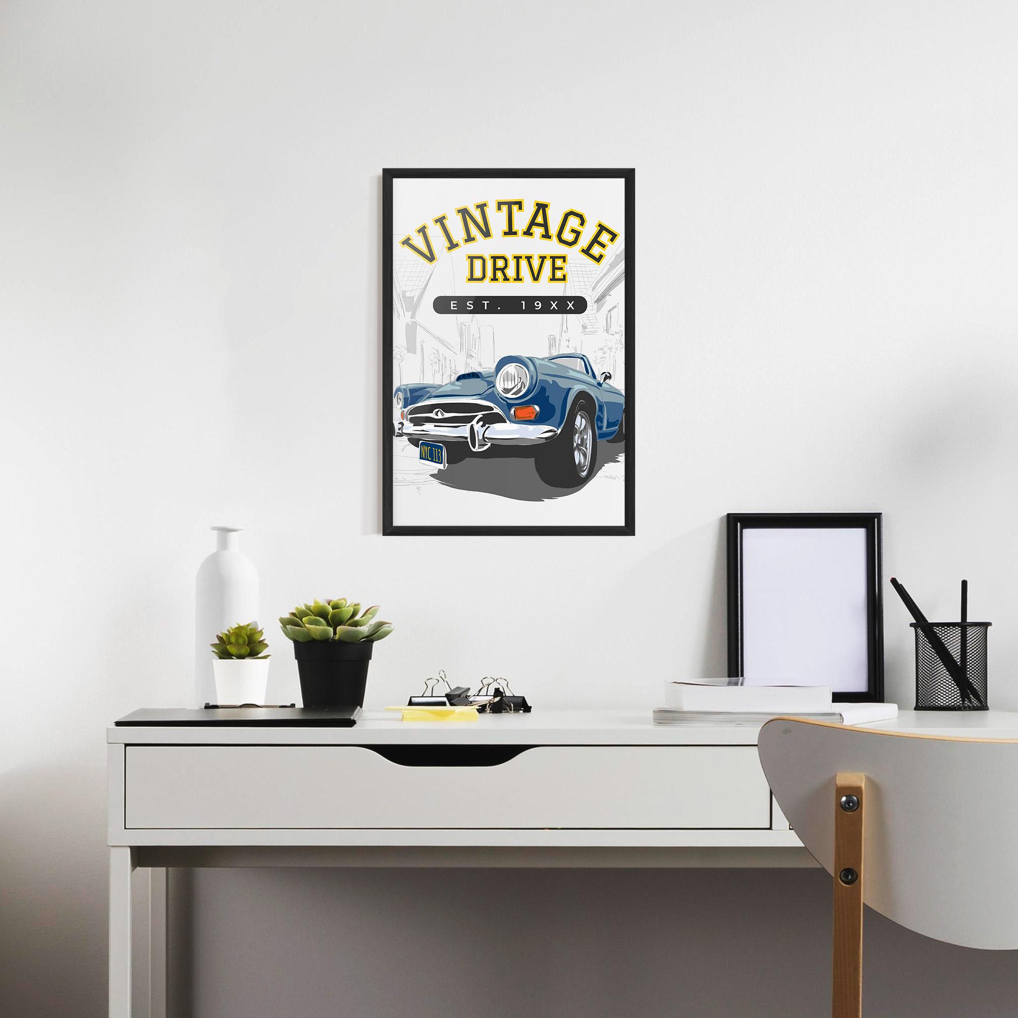 Plakat w Ramie Vintage Drive mockup 7