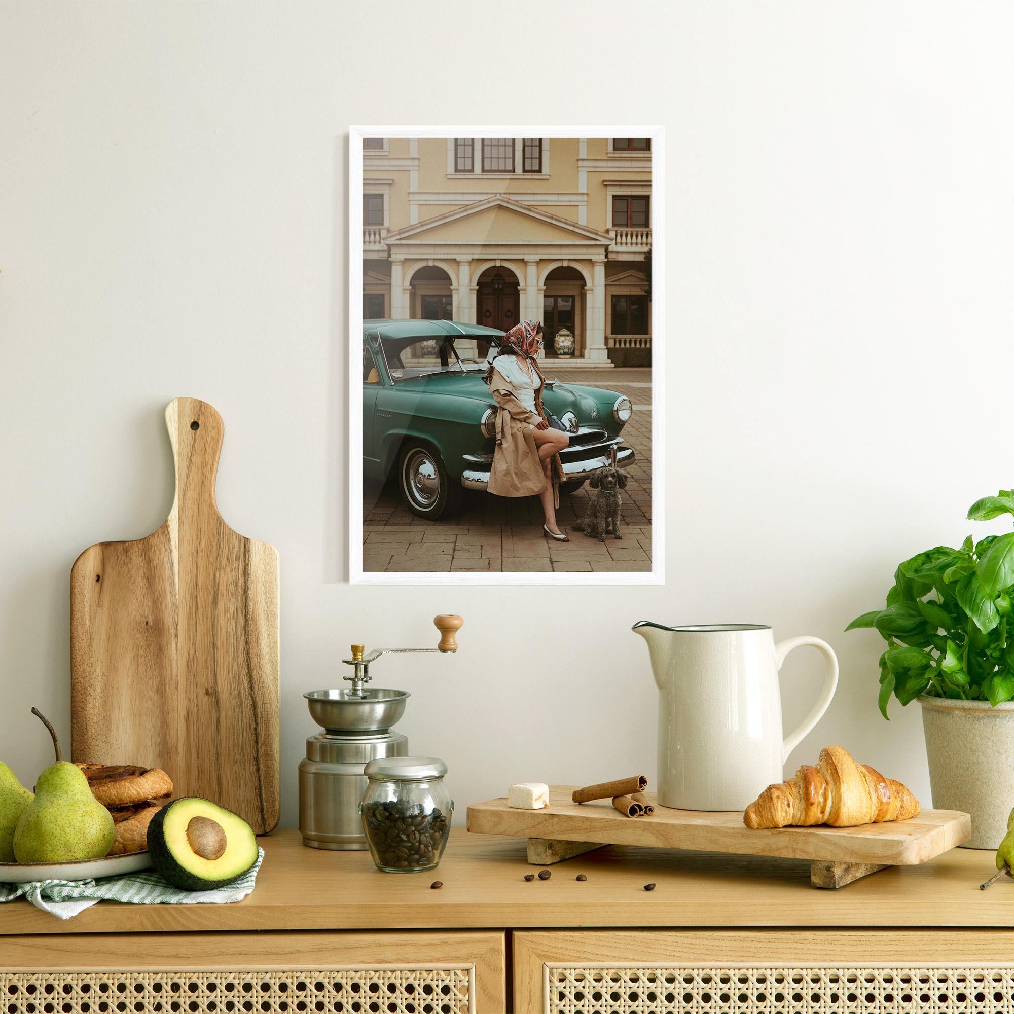 Plakat w Ramie Vintage Lady Car mockup 8