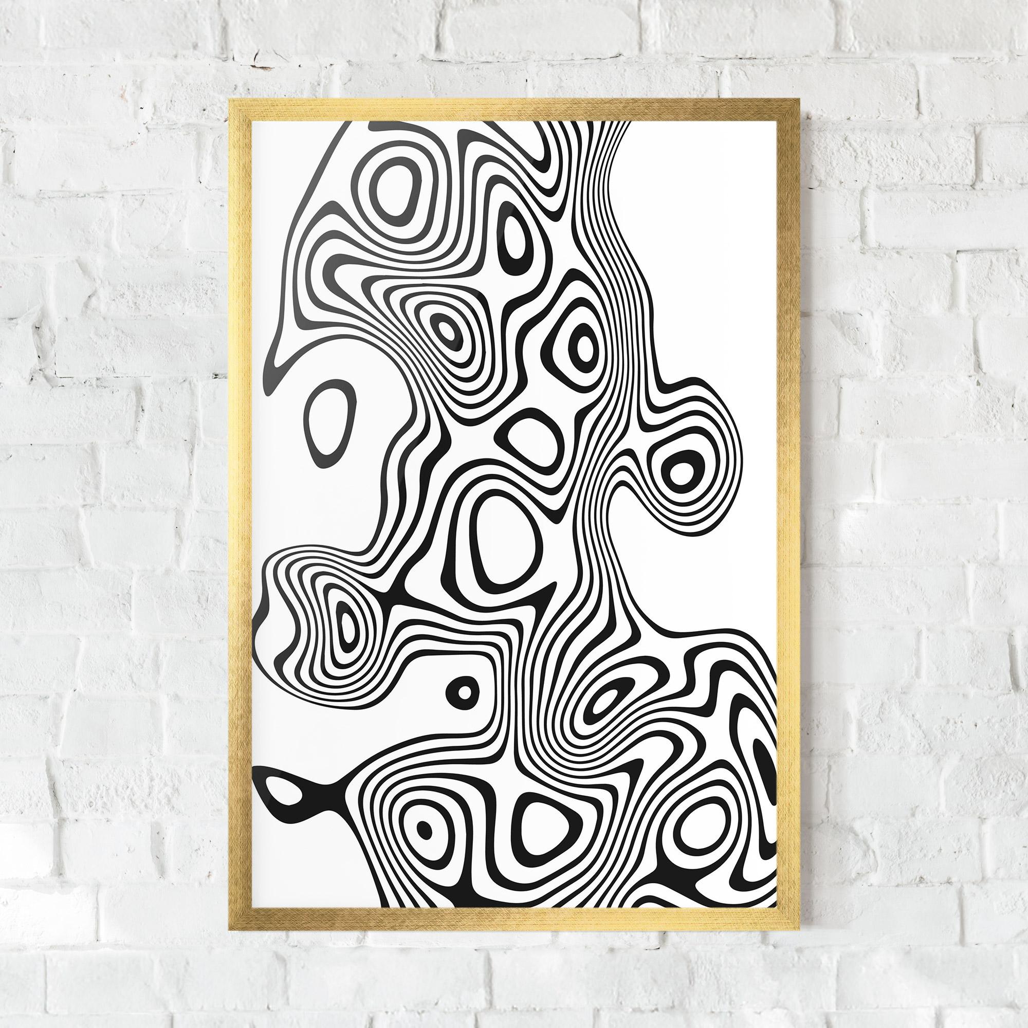 Plakat w Ramie Abstract Line Grey Black mockup 0