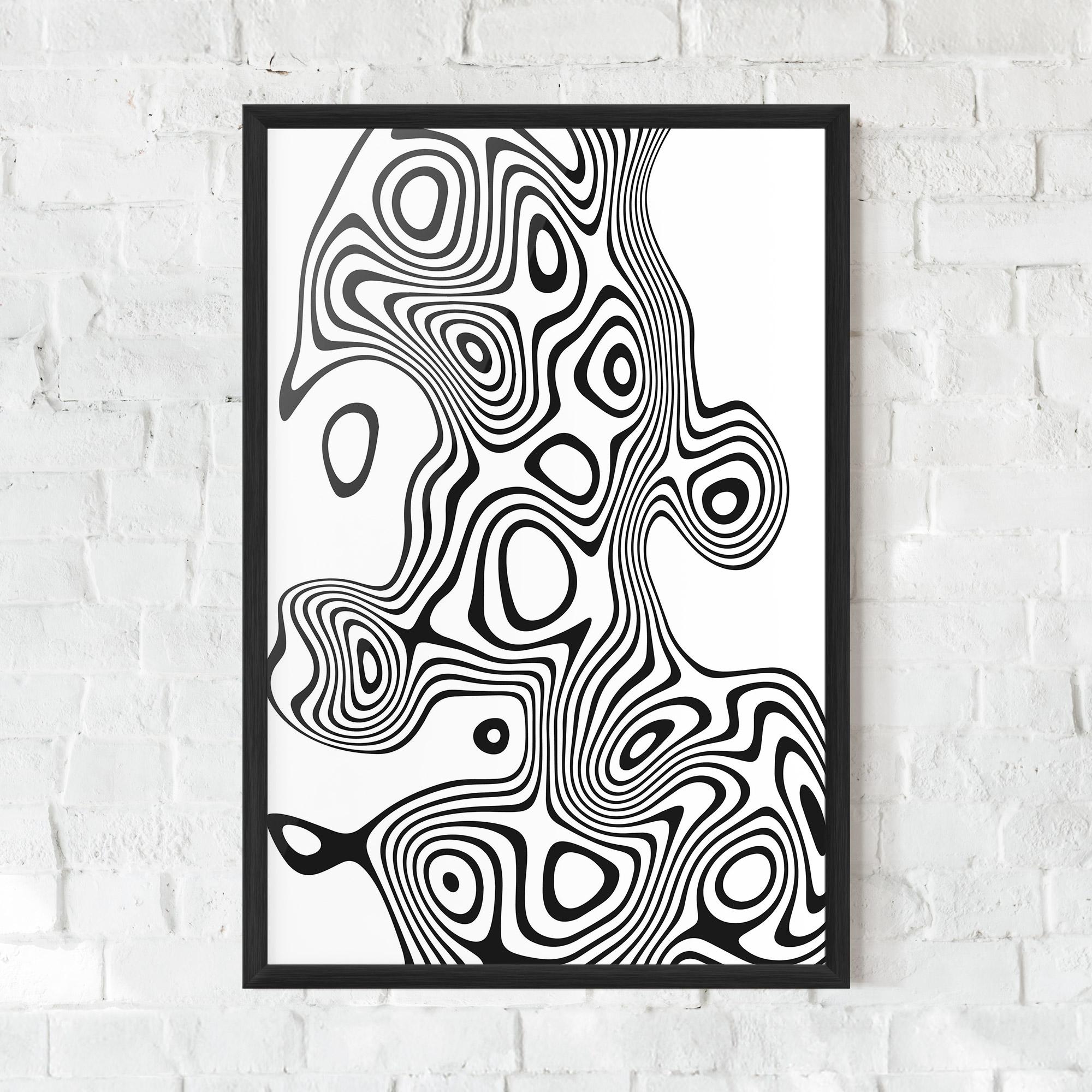 Plakat w Ramie Abstract Line Grey Black mockup 0