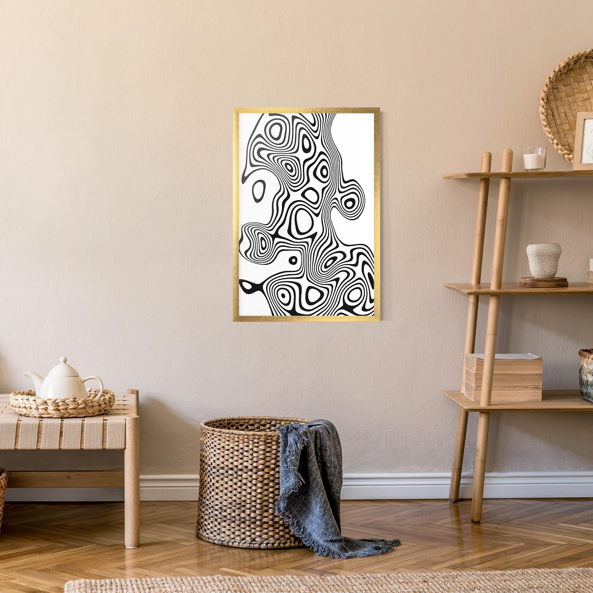 Plakat w Ramie Abstract Line Grey Black mockup 9