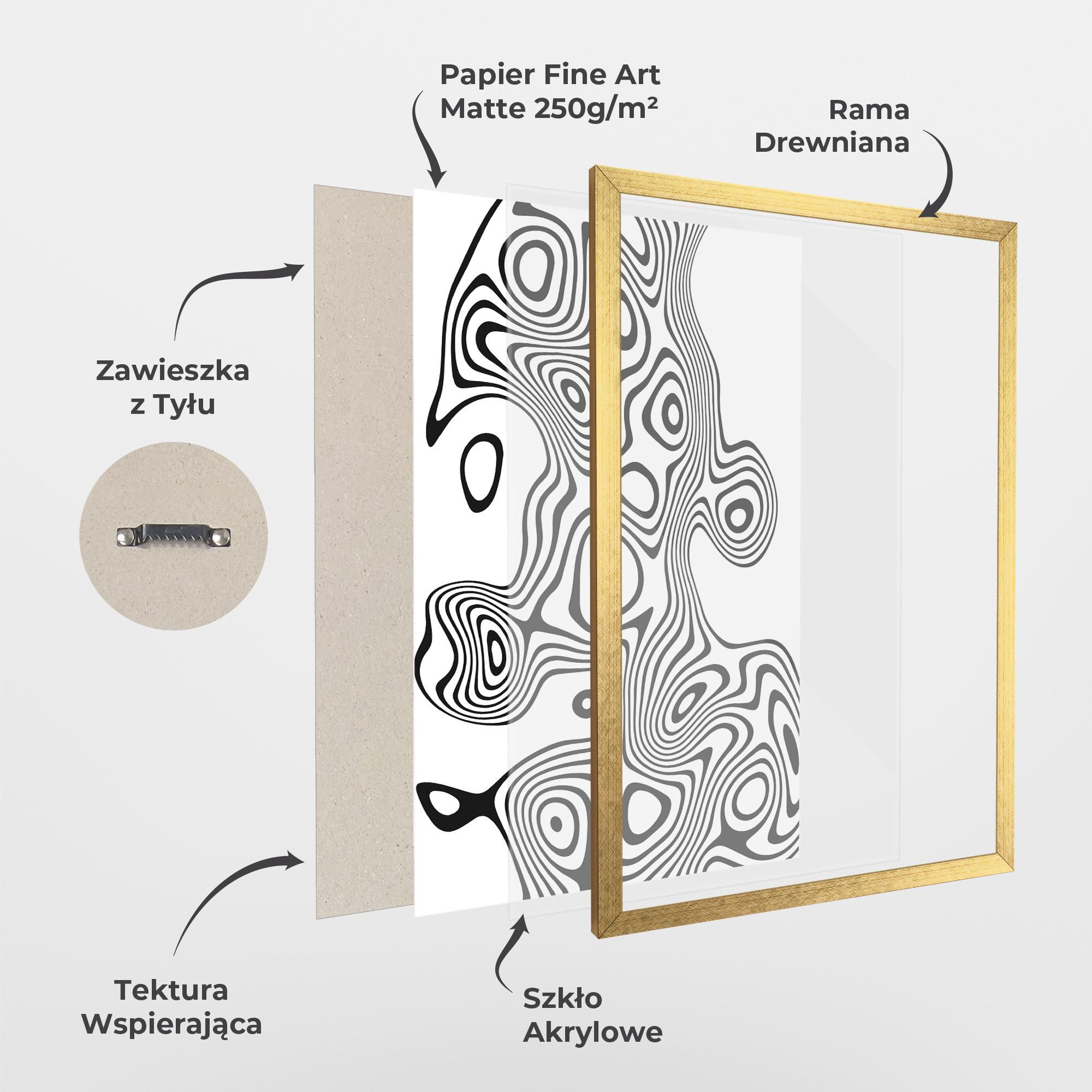 Plakat w Ramie Abstract Line Grey Black mockup 1