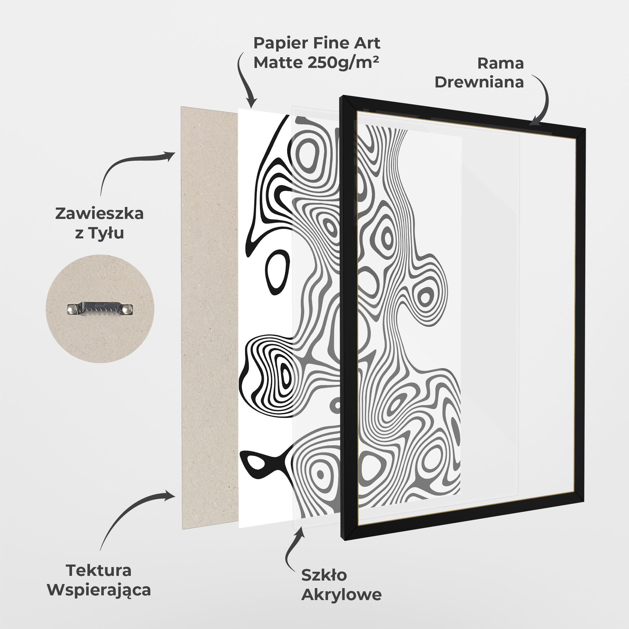 Plakat w Ramie Abstract Line Grey Black mockup 1