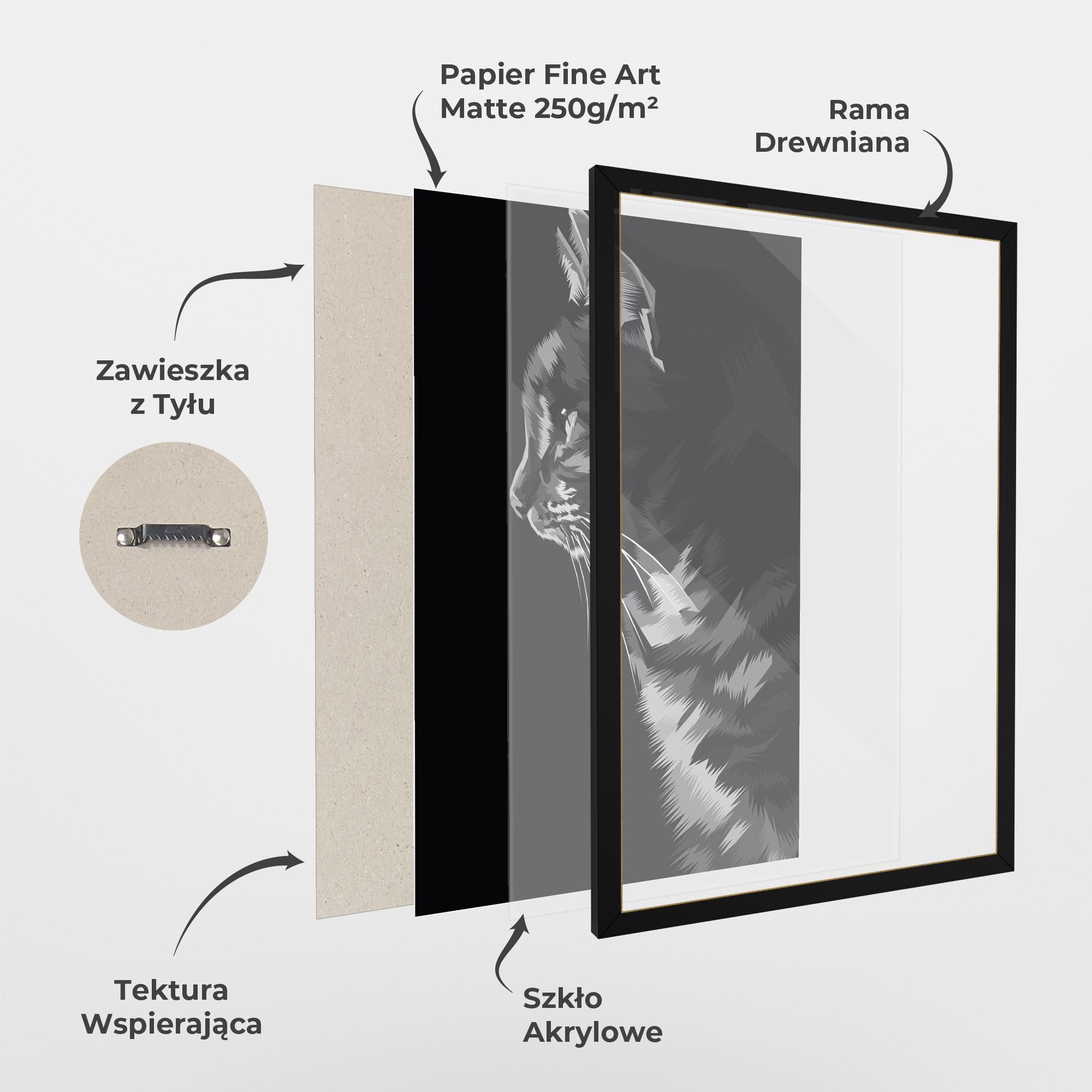 Plakat w Ramie Black Grey Cat mockup 1