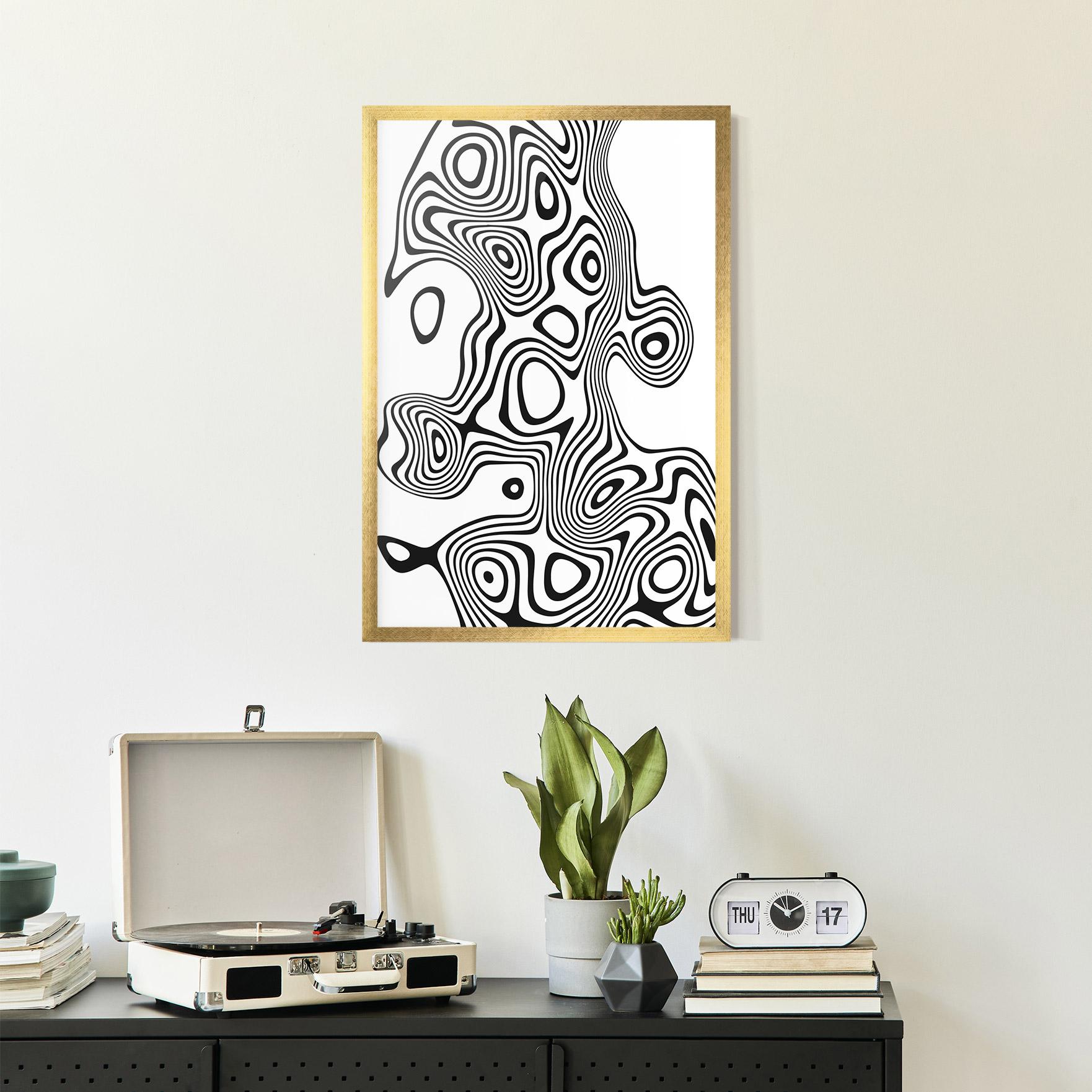 Plakat w Ramie Abstract Line Grey Black mockup 2