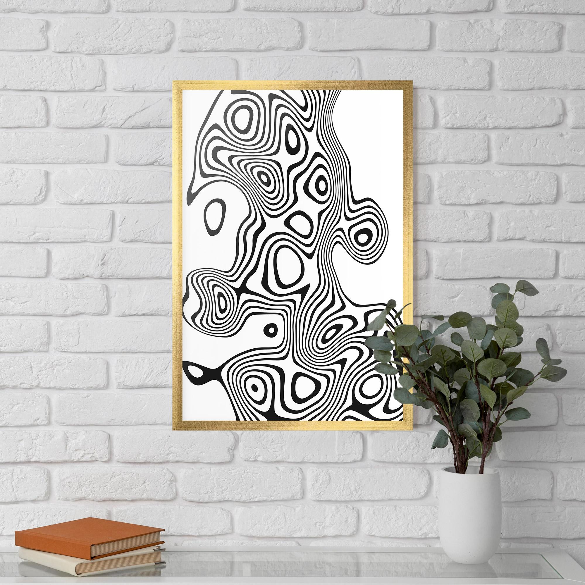 Plakat w Ramie Abstract Line Grey Black mockup 5