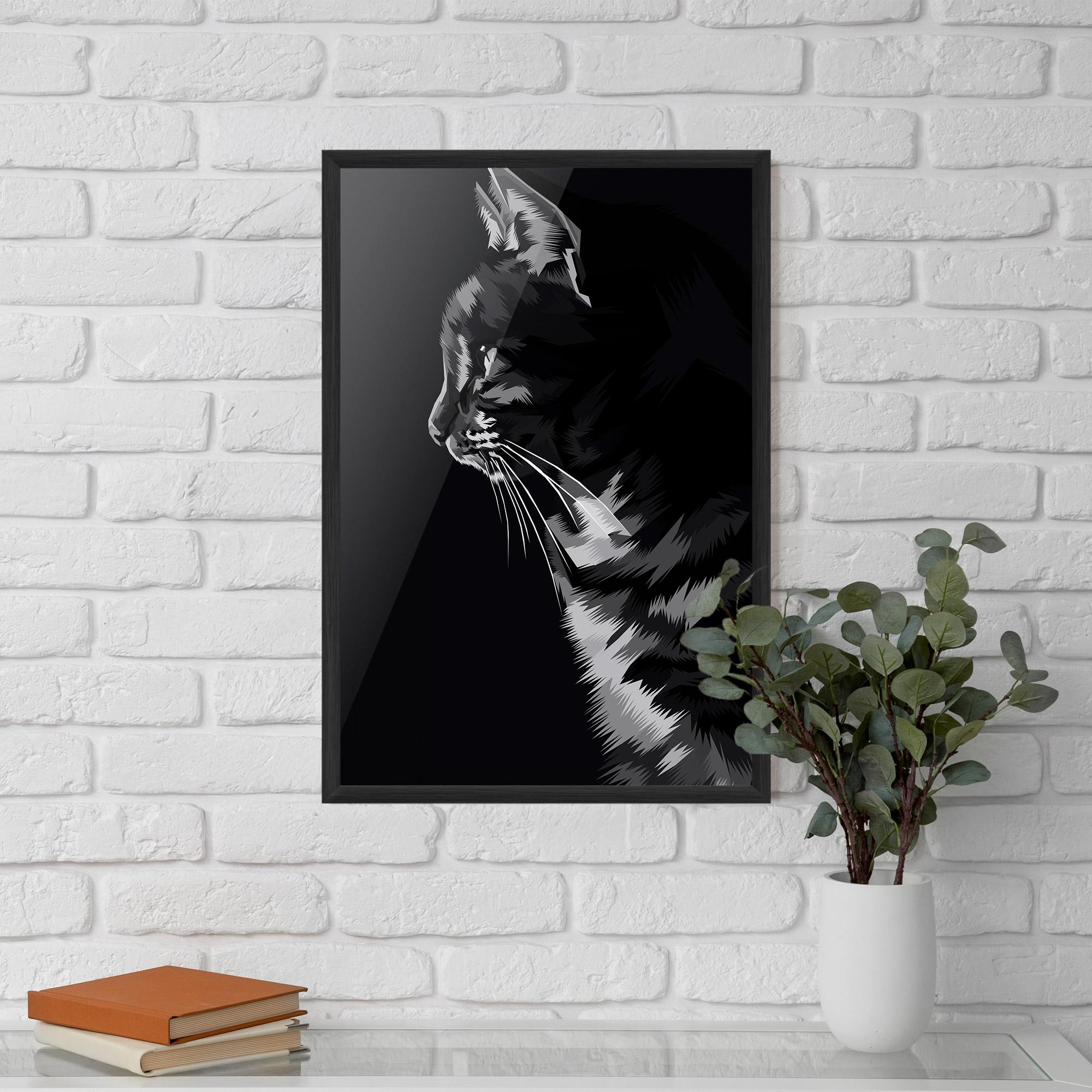 Plakat w Ramie Black Grey Cat mockup 5
