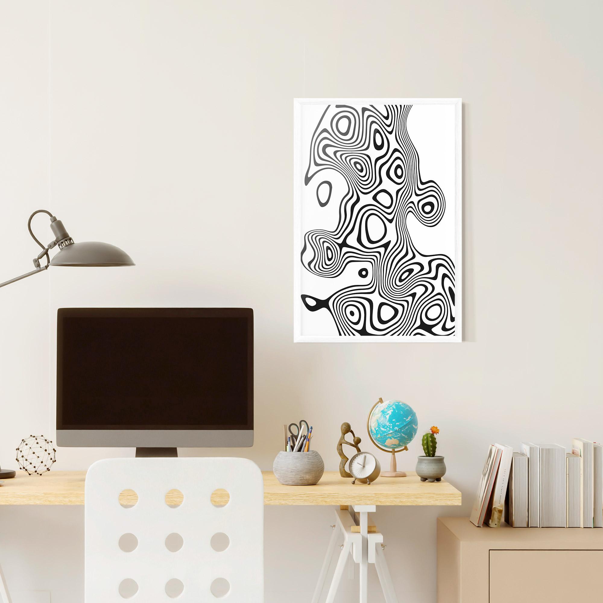 Plakat w Ramie Abstract Line Grey Black mockup 6