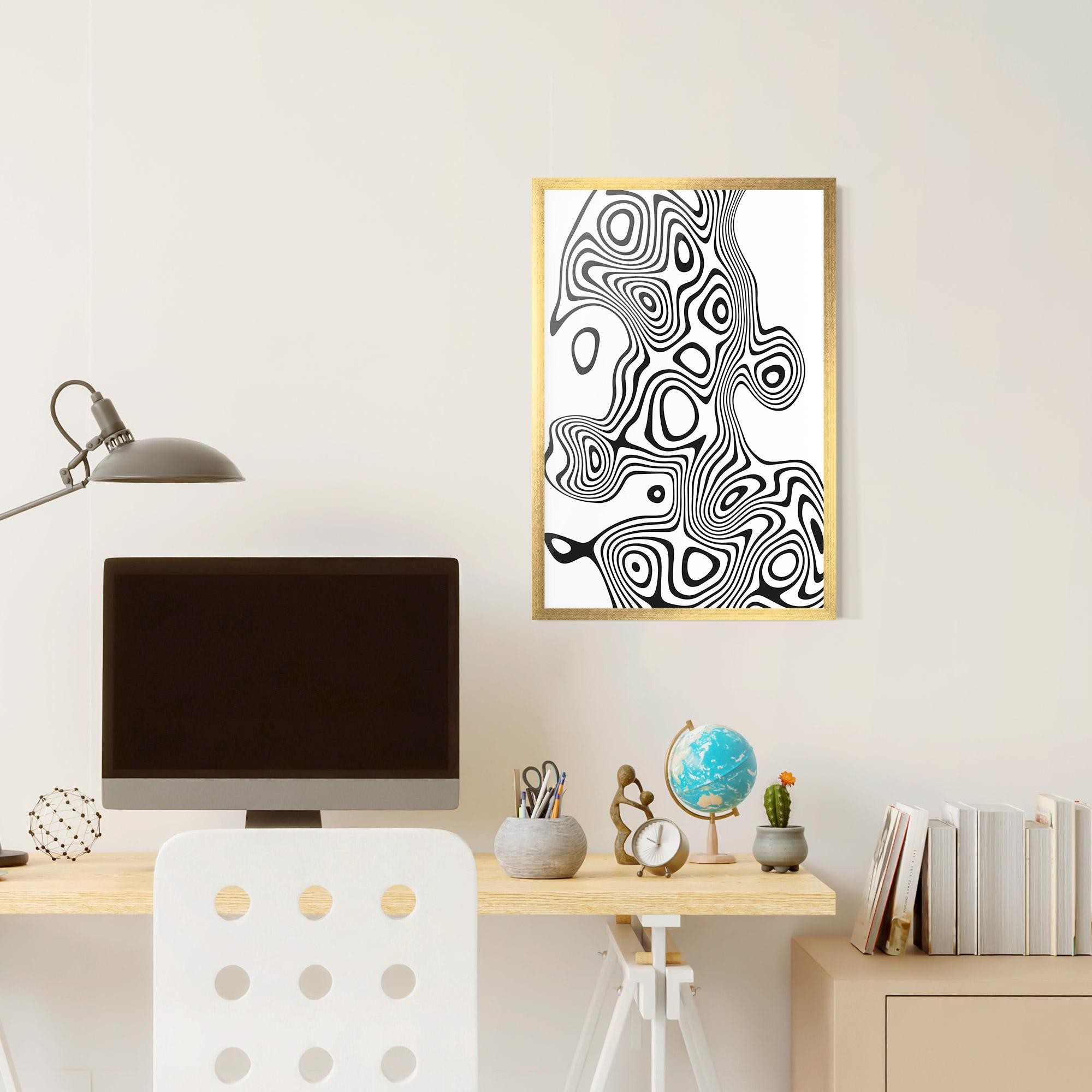 Plakat w Ramie Abstract Line Grey Black mockup 6