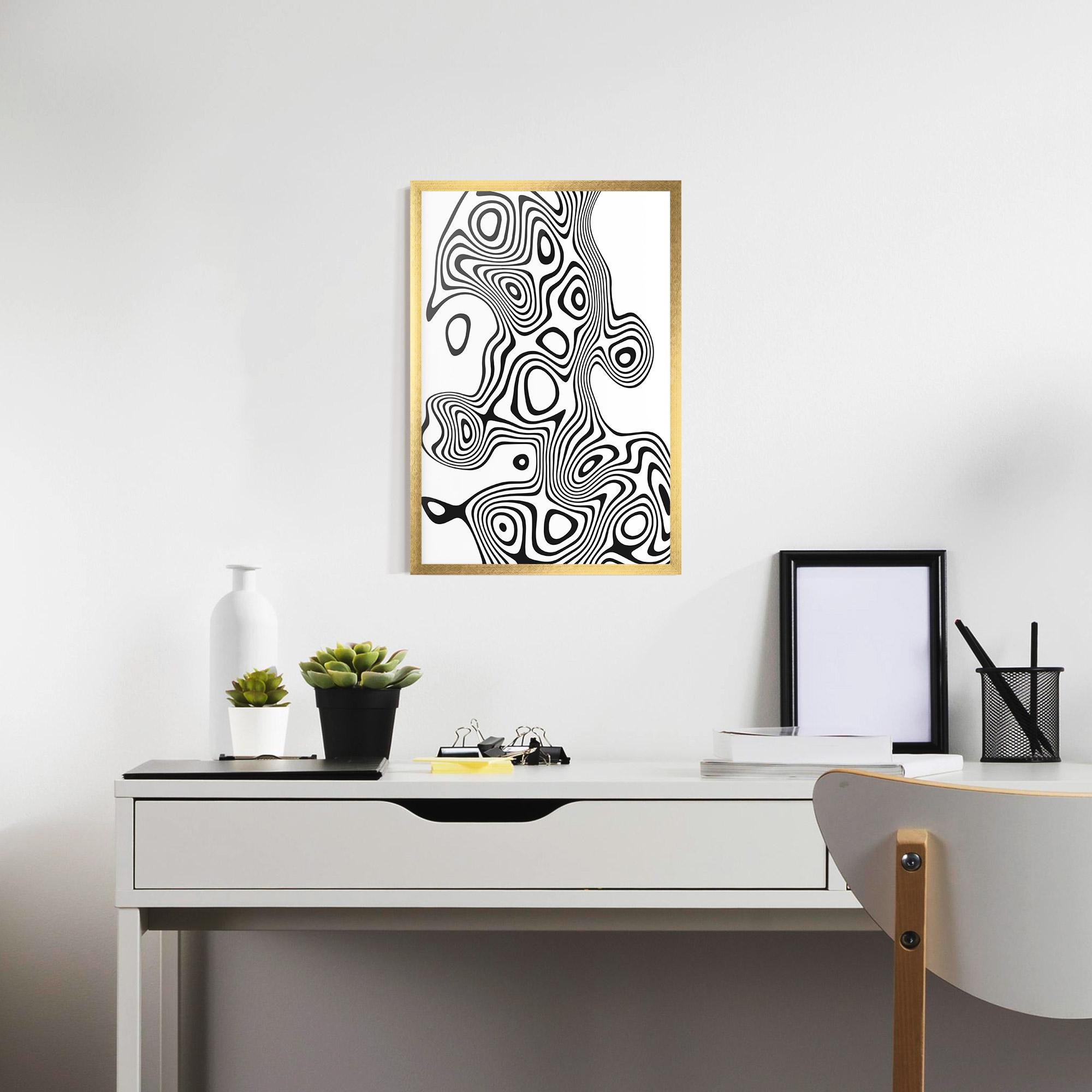 Plakat w Ramie Abstract Line Grey Black mockup 7