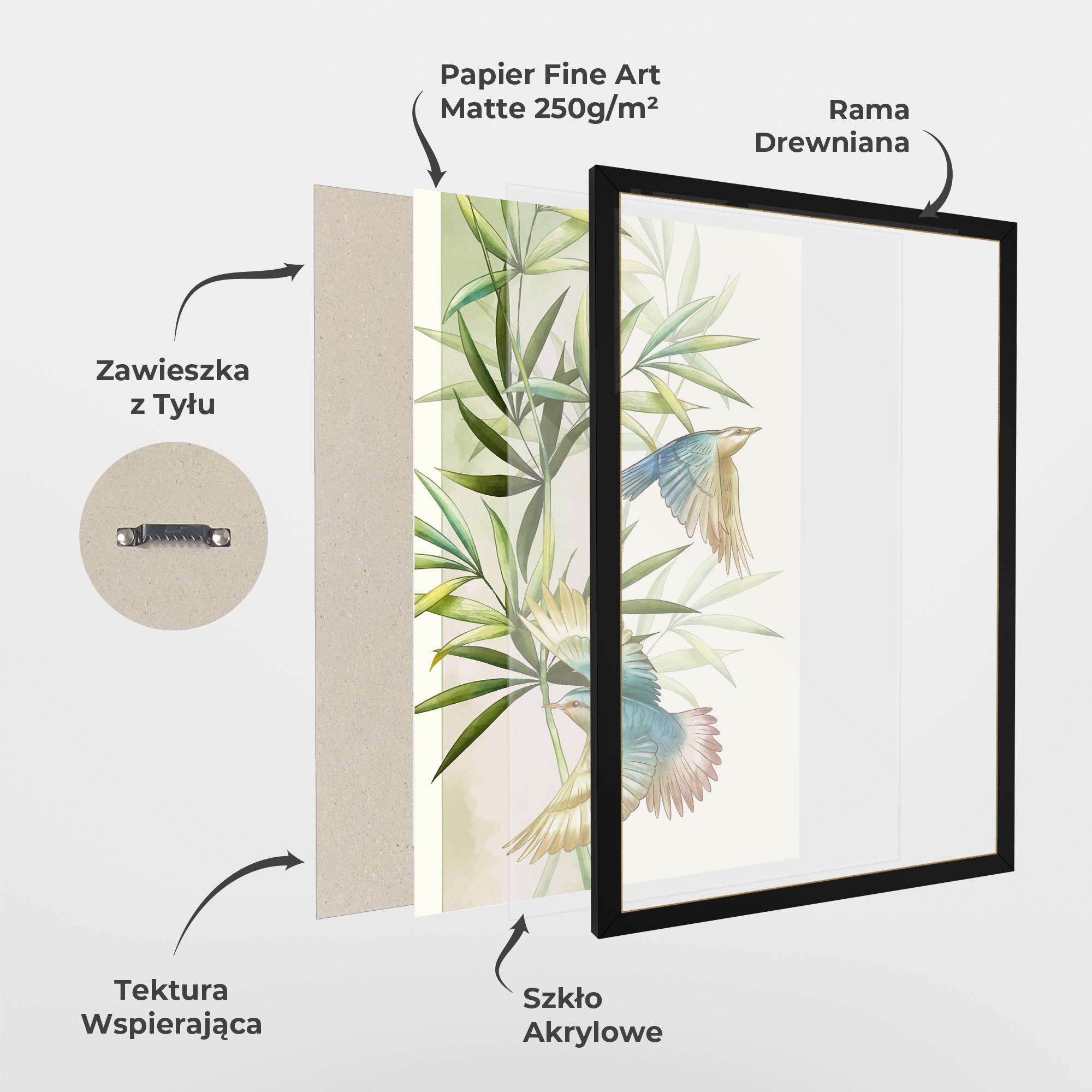 Plakat w Ramie Asiatic Blue Birds mockup 1