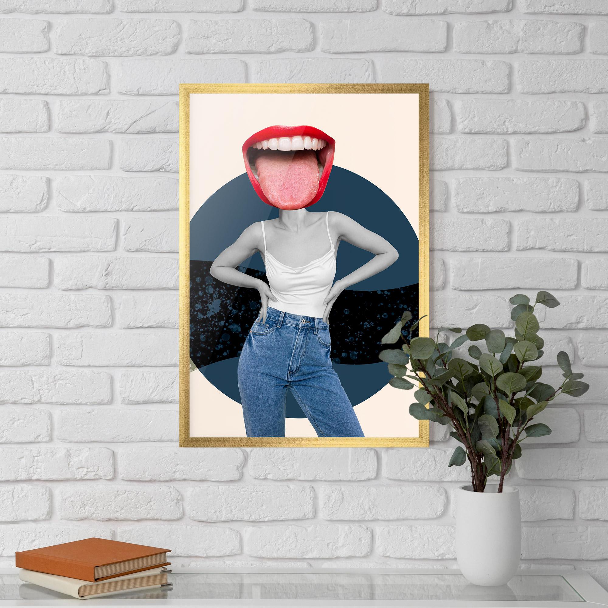 Plakat w Ramie Blue Jeans Lips mockup 5