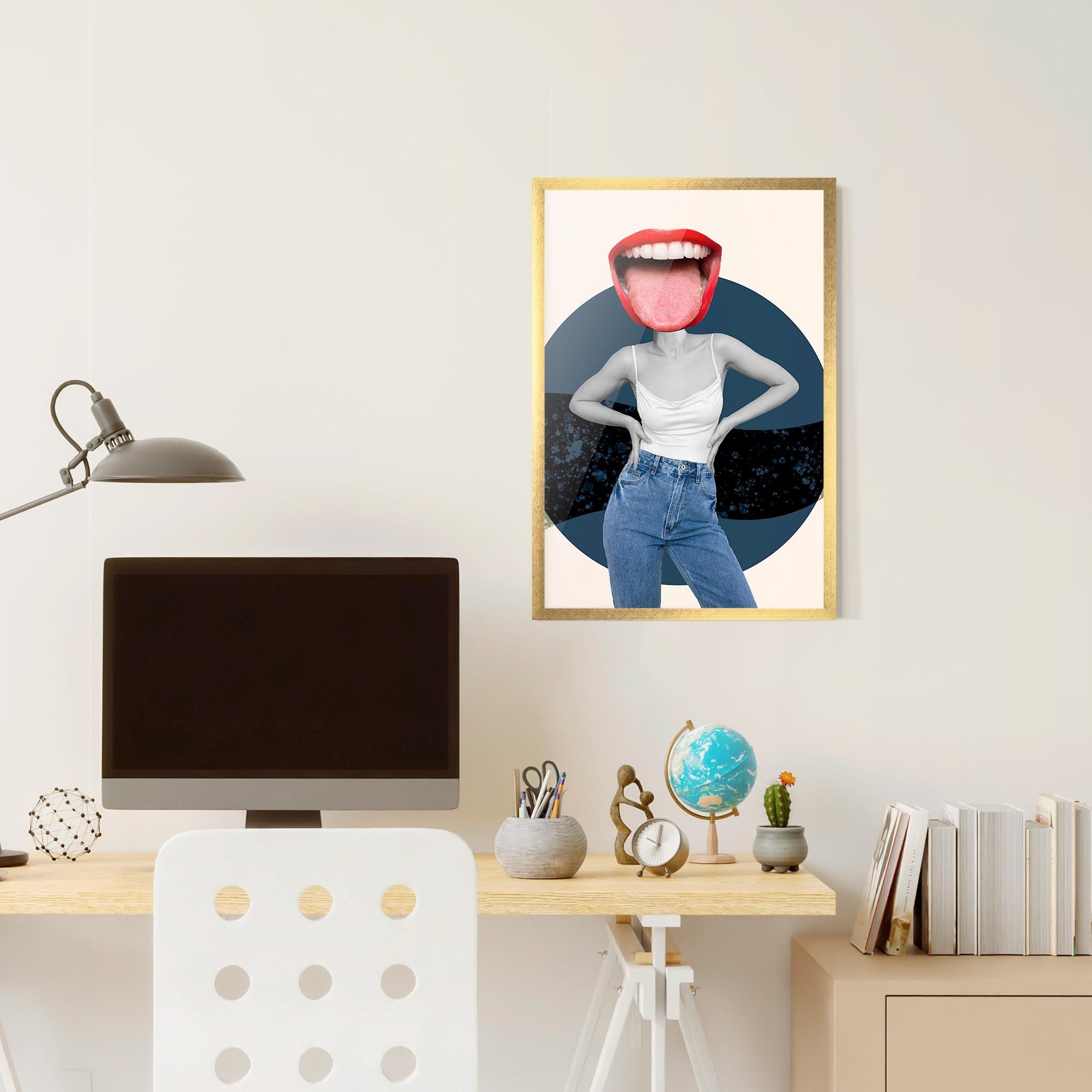 Plakat w Ramie Blue Jeans Lips mockup 6