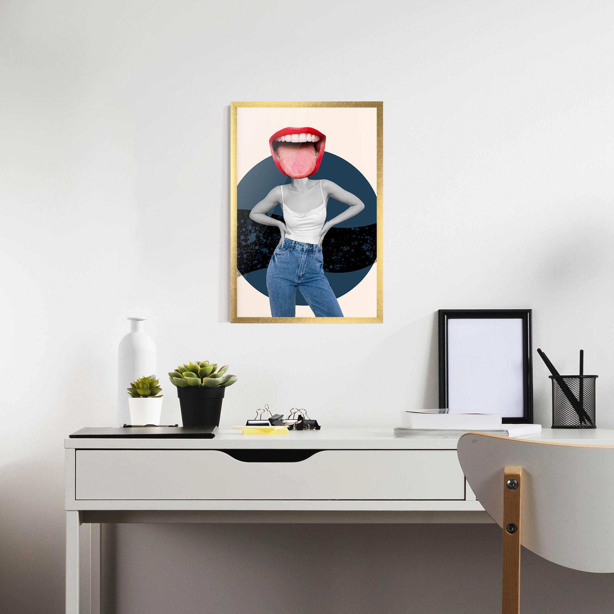 Plakat w Ramie Blue Jeans Lips mockup 7