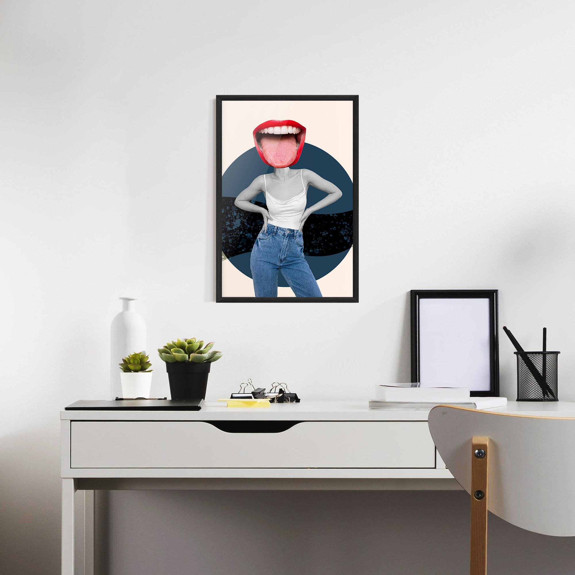 Plakat w Ramie Blue Jeans Lips mockup 7