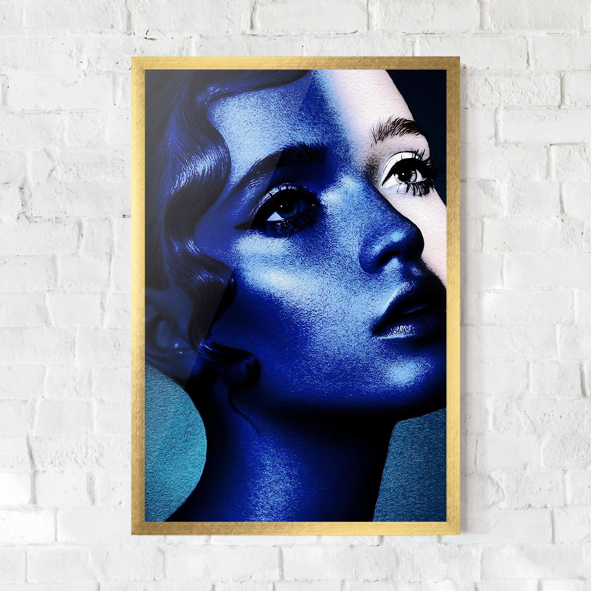Plakat w Ramie Blue White Face Art mockup 0