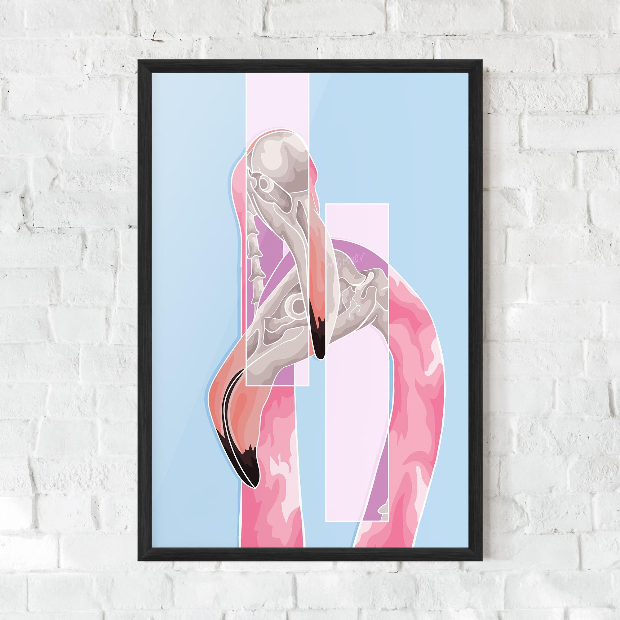 Plakat w Ramie Pink Skull Flamingo mockup 0