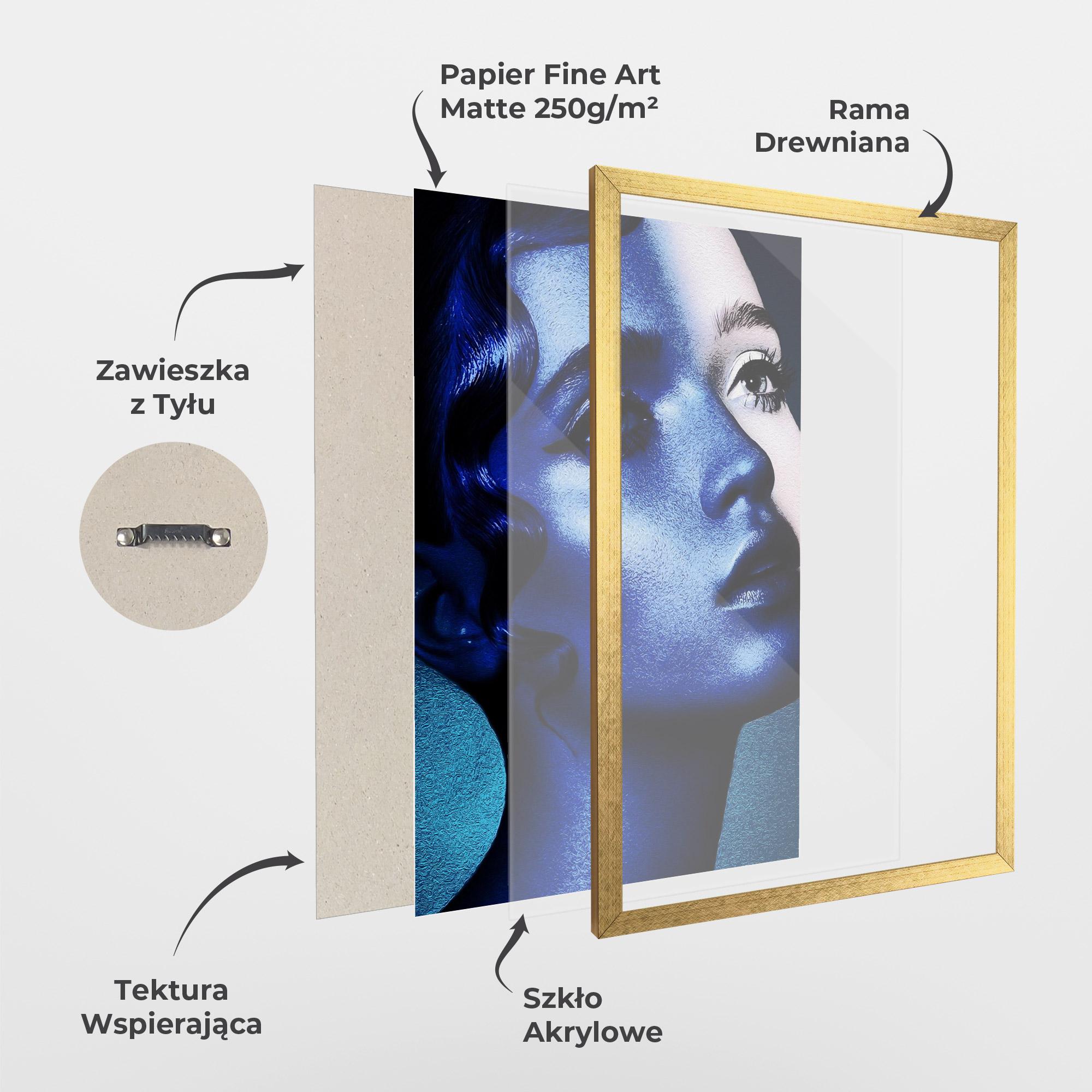 Plakat w Ramie Blue White Face Art mockup 1