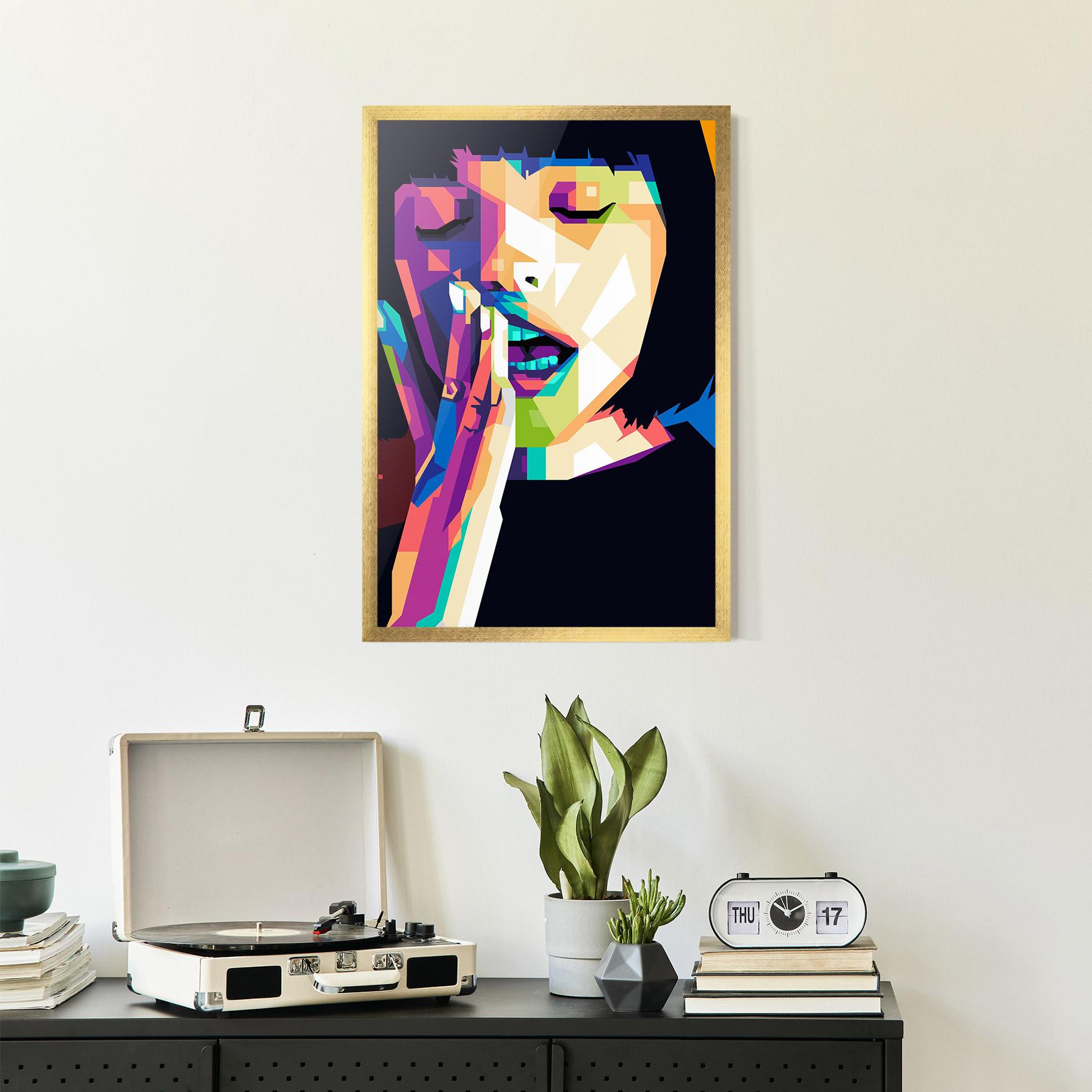 Plakat w Ramie Polygonal Pretty Girl mockup 2