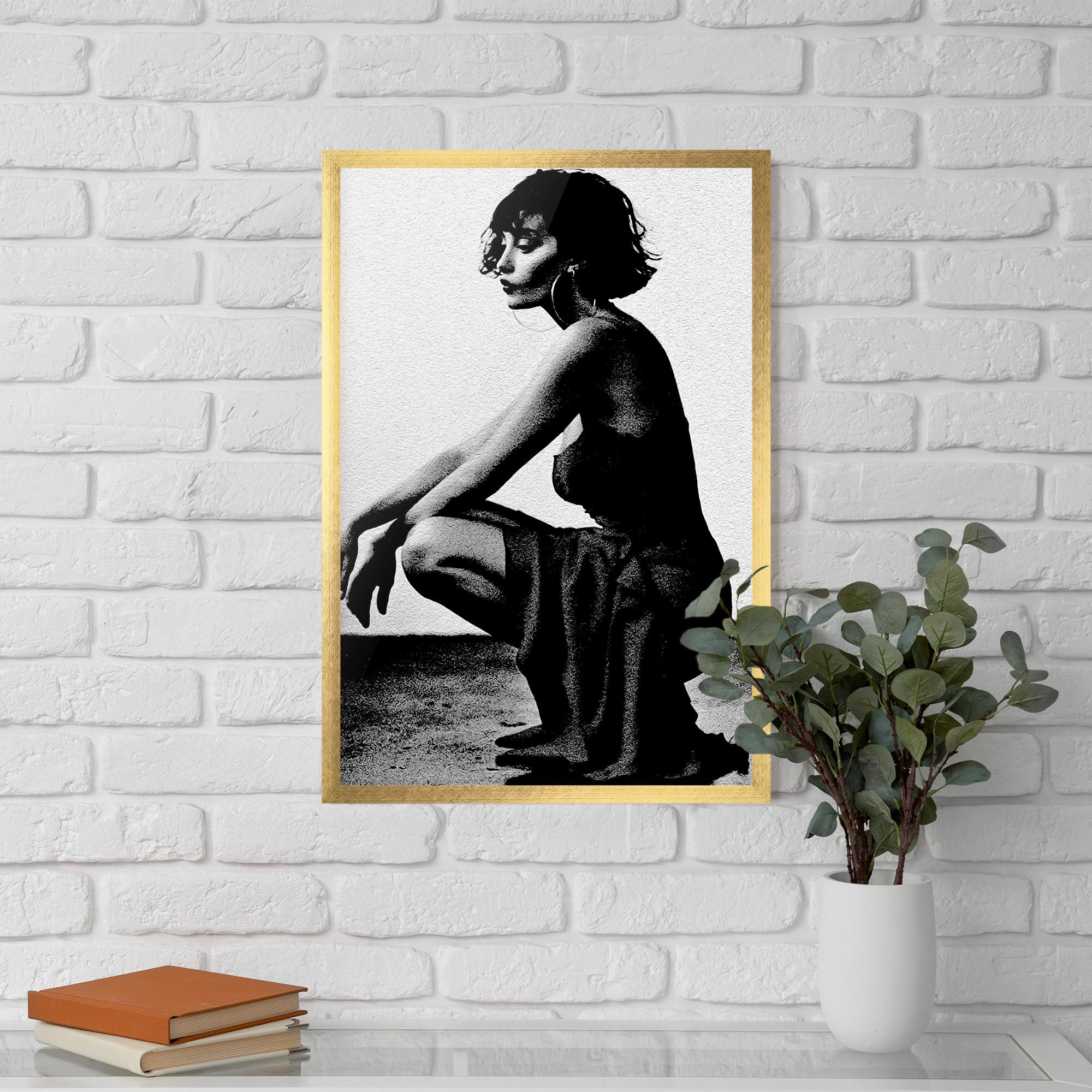 Plakat w Ramie Grey Long Dress mockup 5