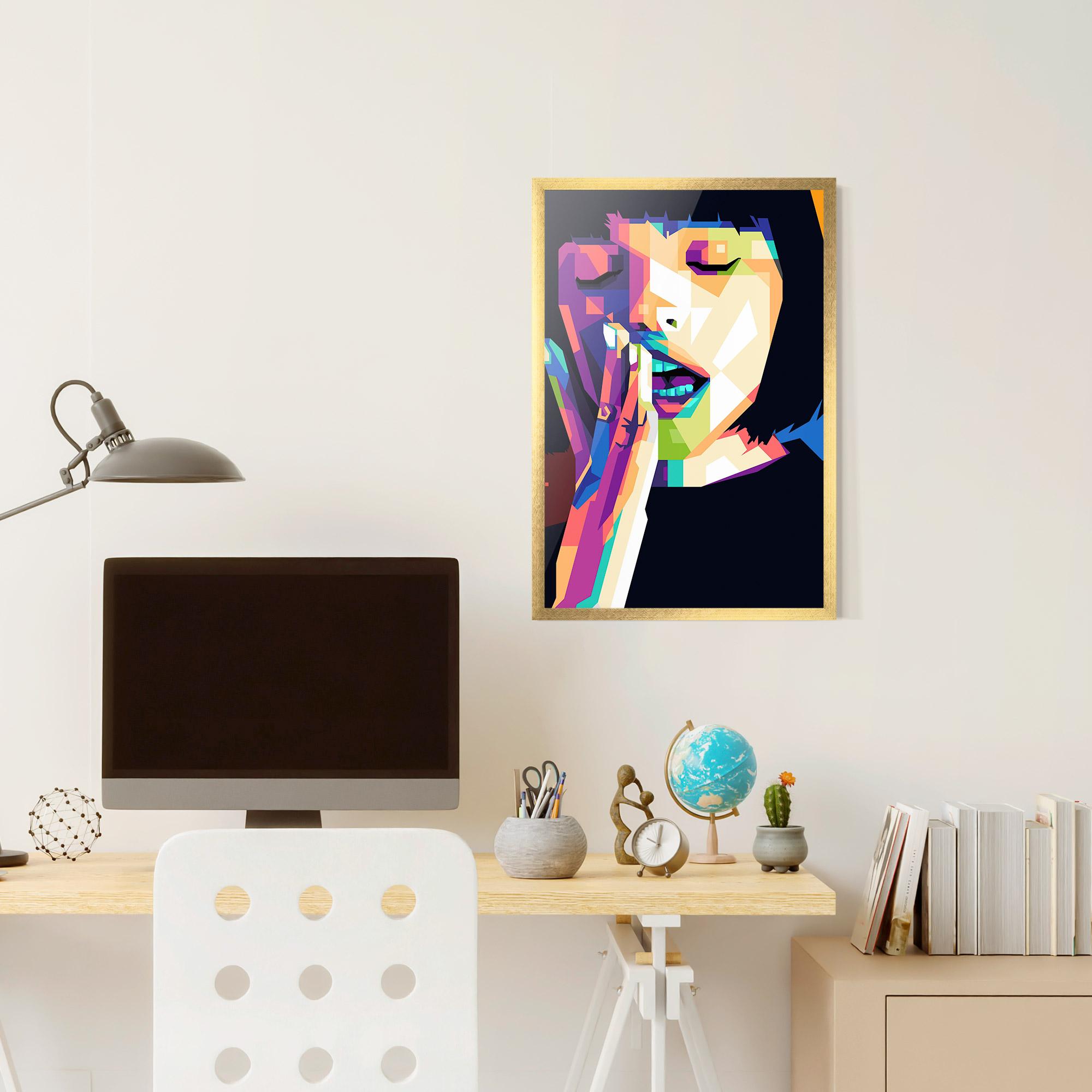 Plakat w Ramie Polygonal Pretty Girl mockup 6