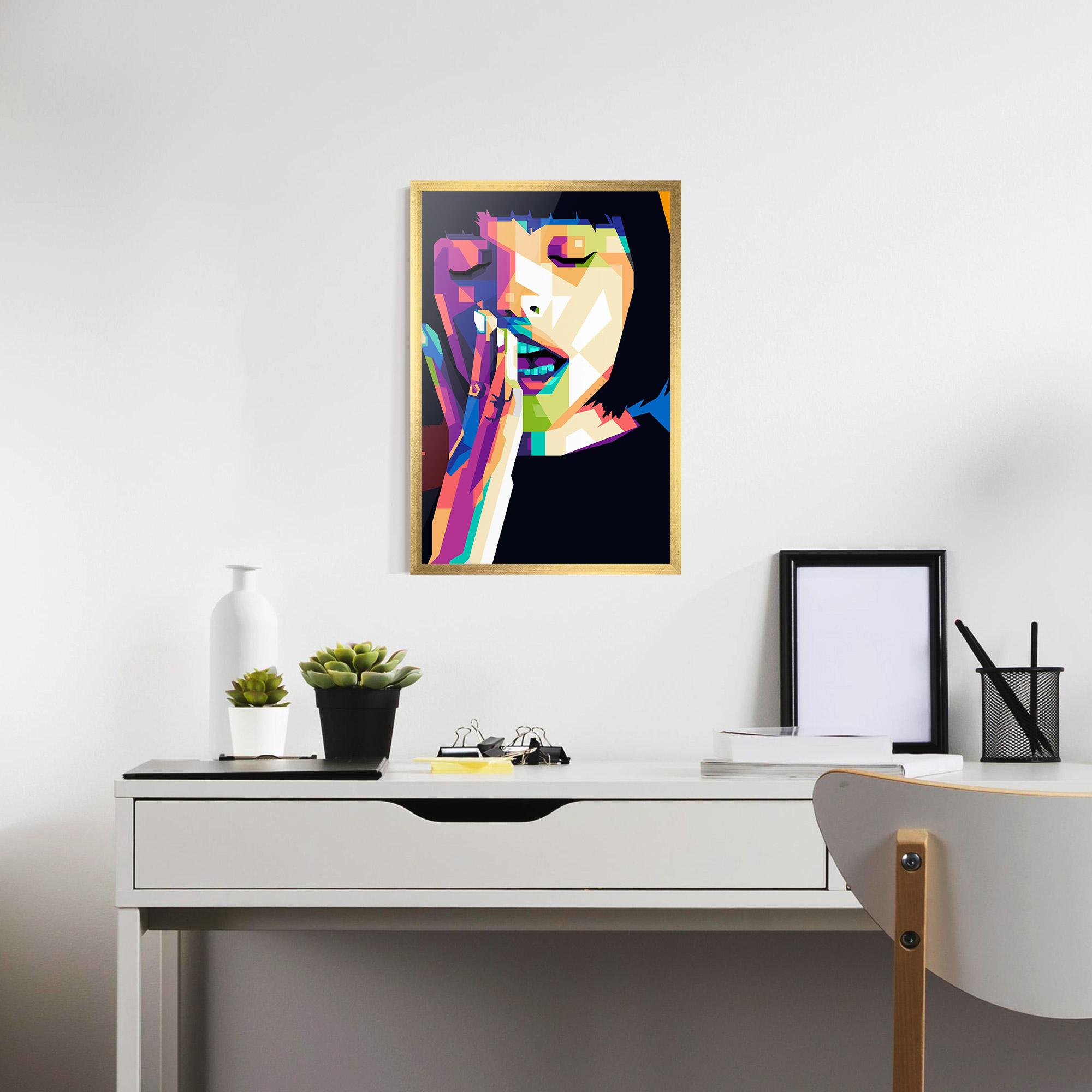 Plakat w Ramie Polygonal Pretty Girl mockup 7