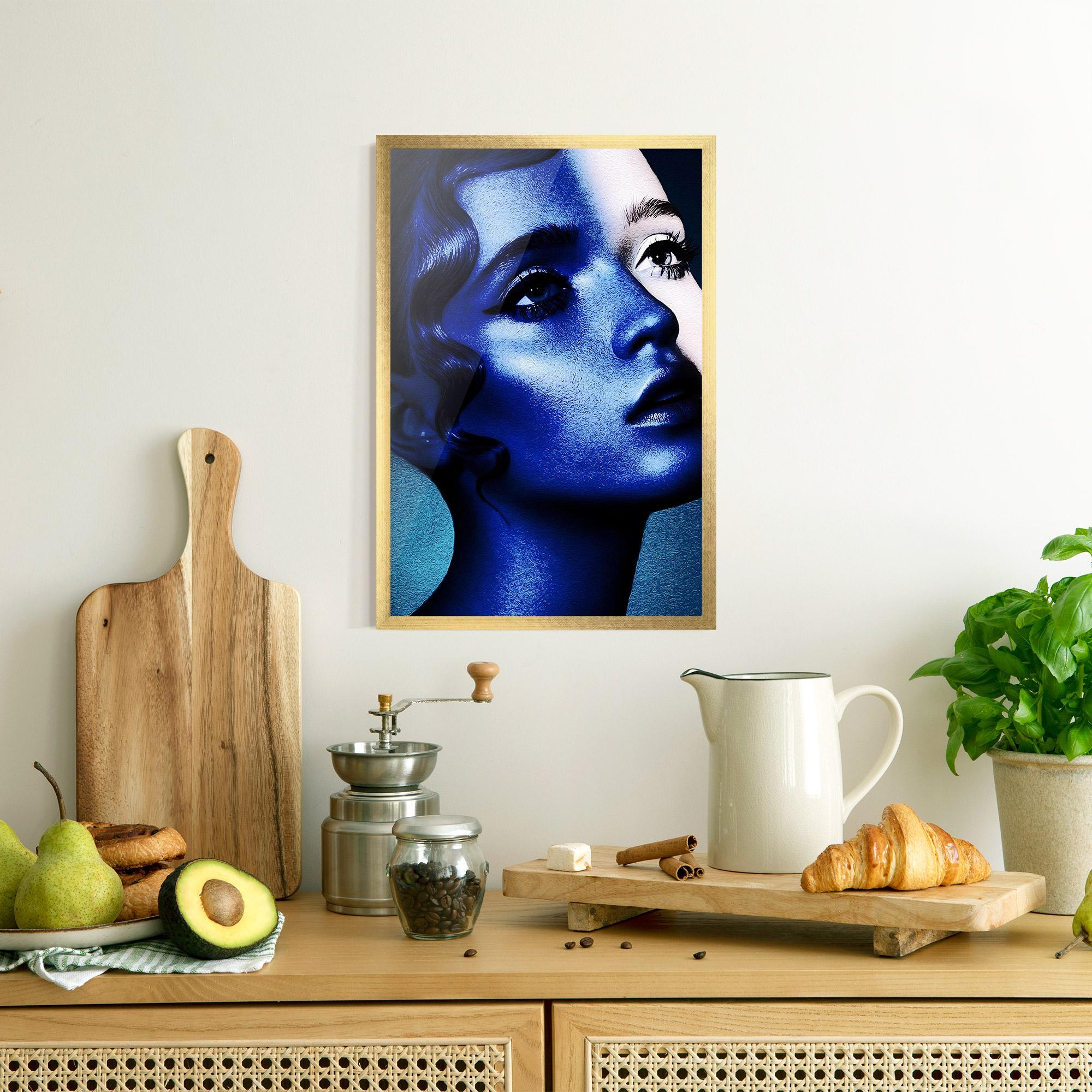 Plakat w Ramie Blue White Face Art mockup 8