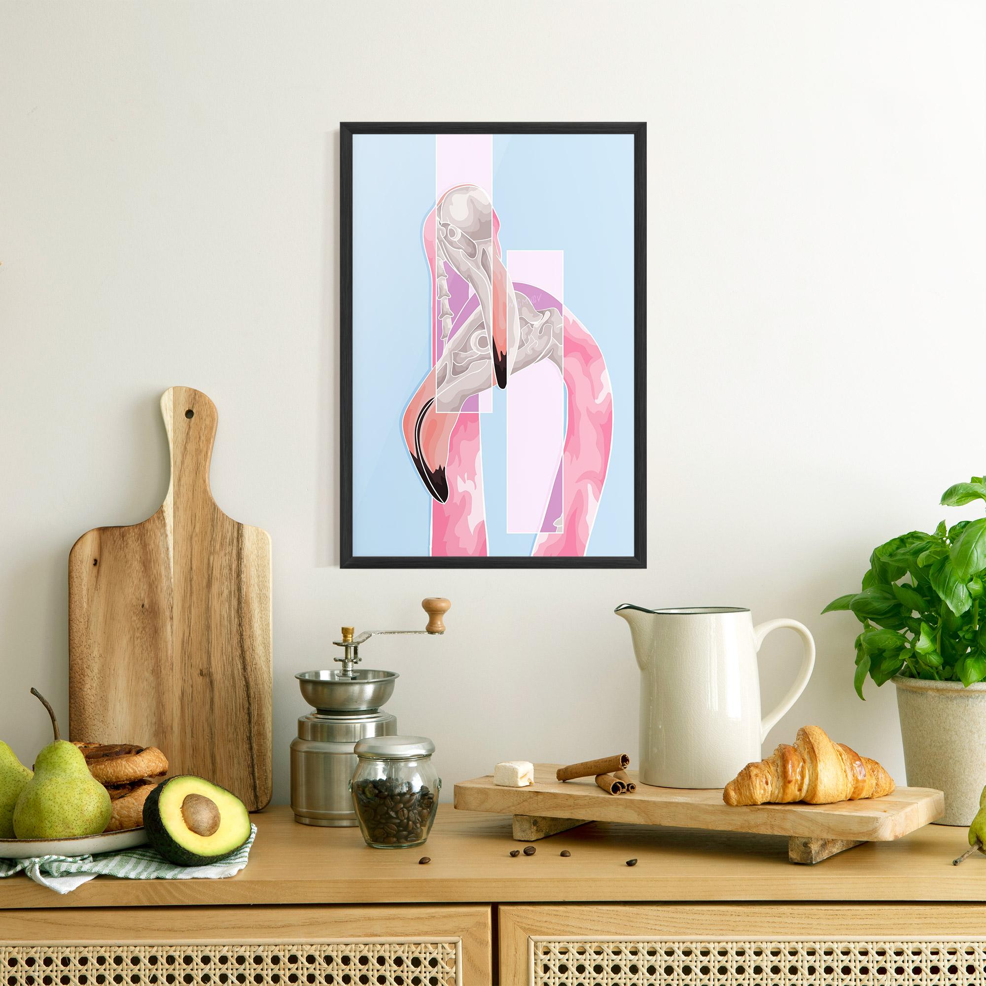 Plakat w Ramie Pink Skull Flamingo mockup 8