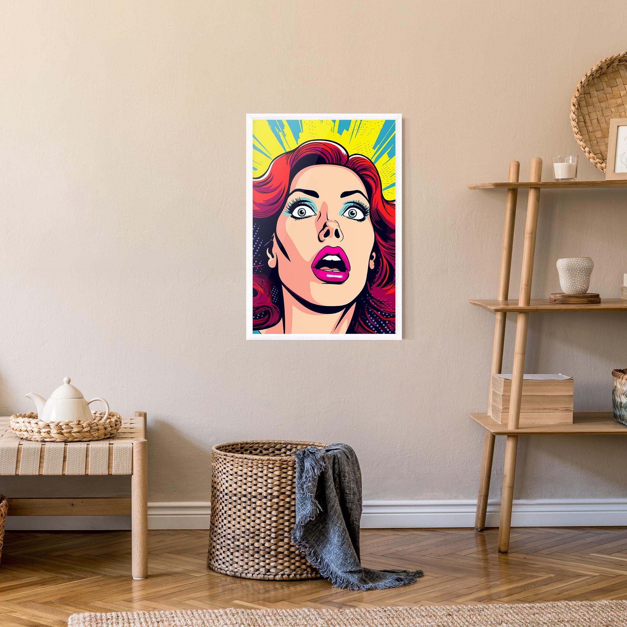 Plakat w Ramie Pop Scared Woman mockup 9
