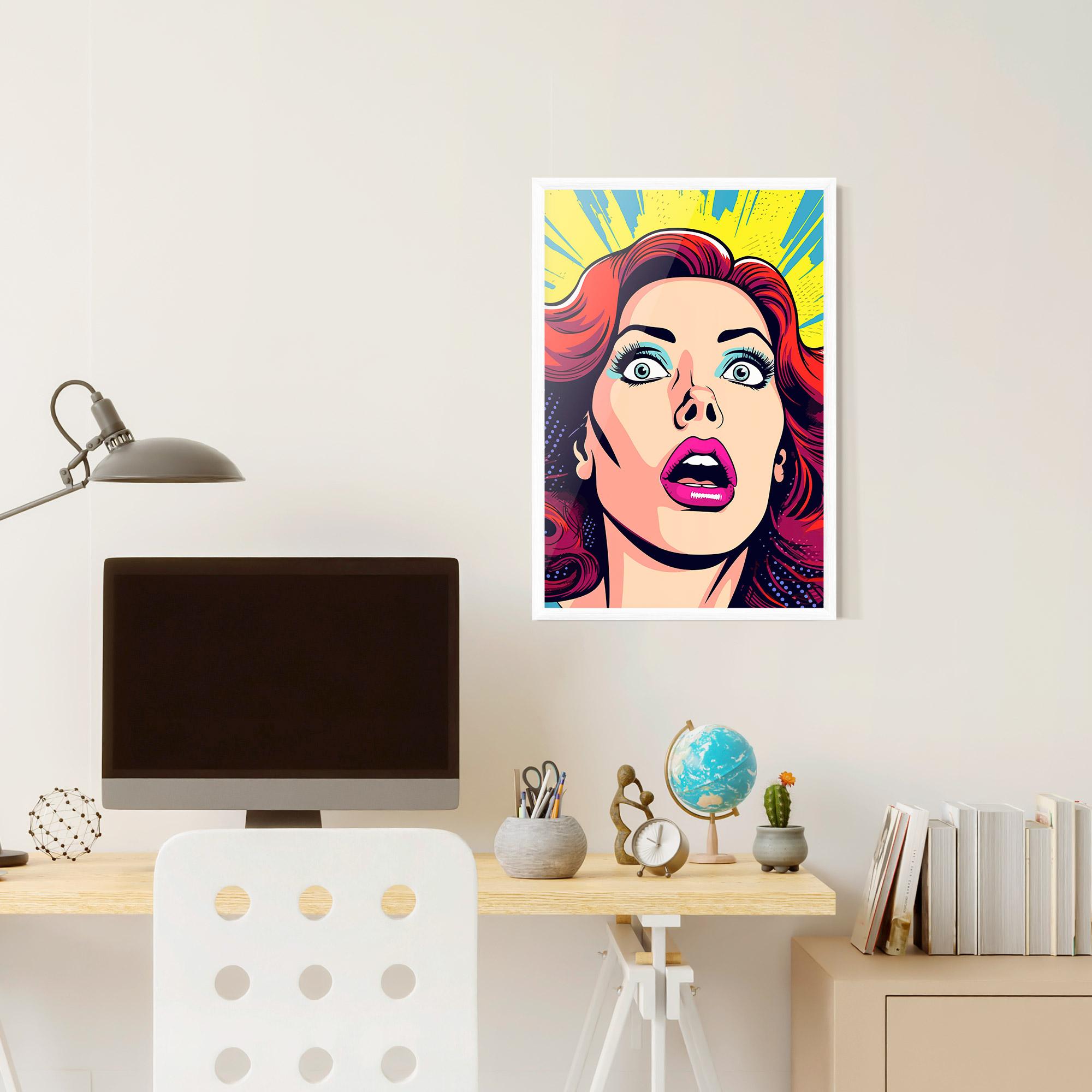 Plakat w Ramie Pop Scared Woman mockup 6