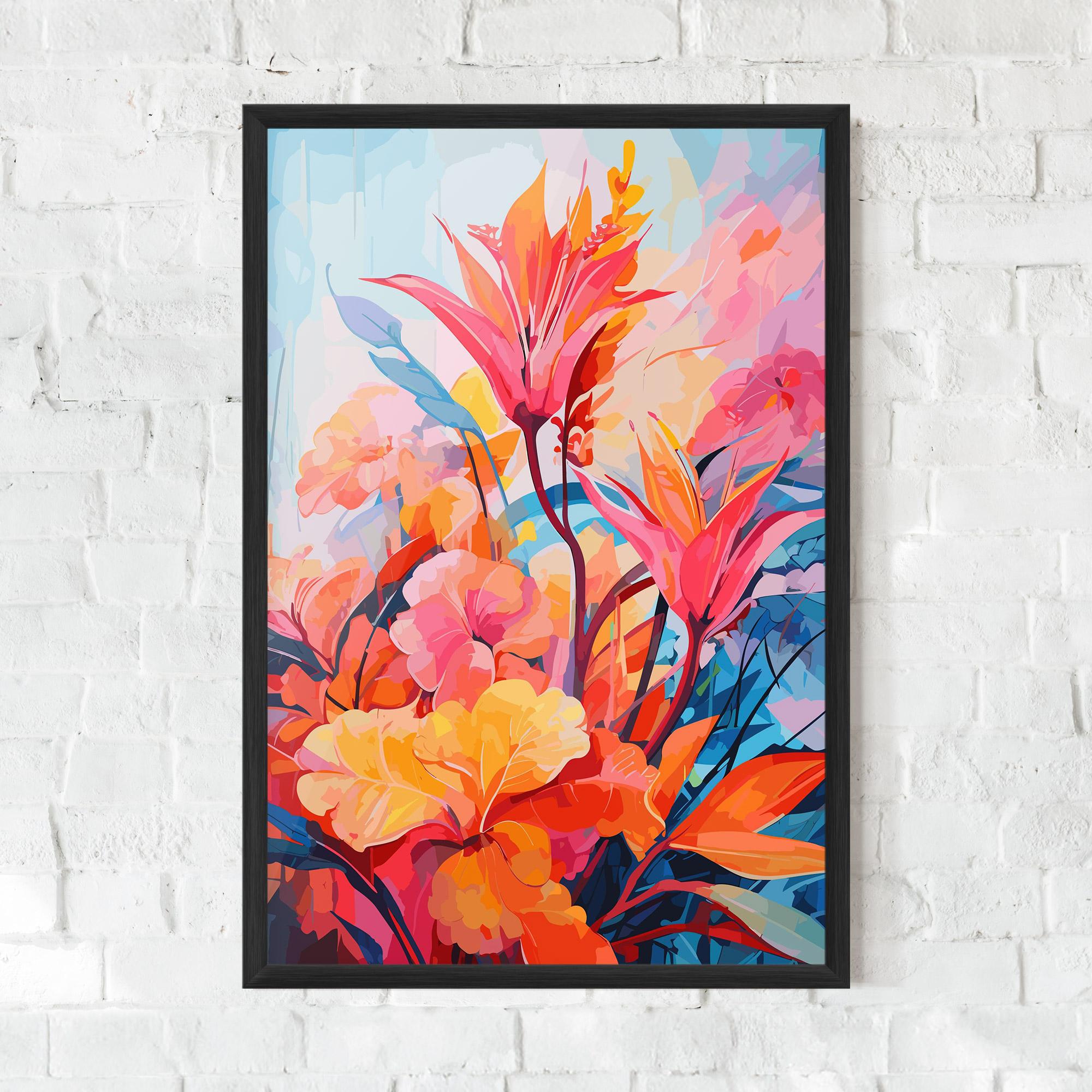 Plakat w Ramie Orange Art Flower mockup 0