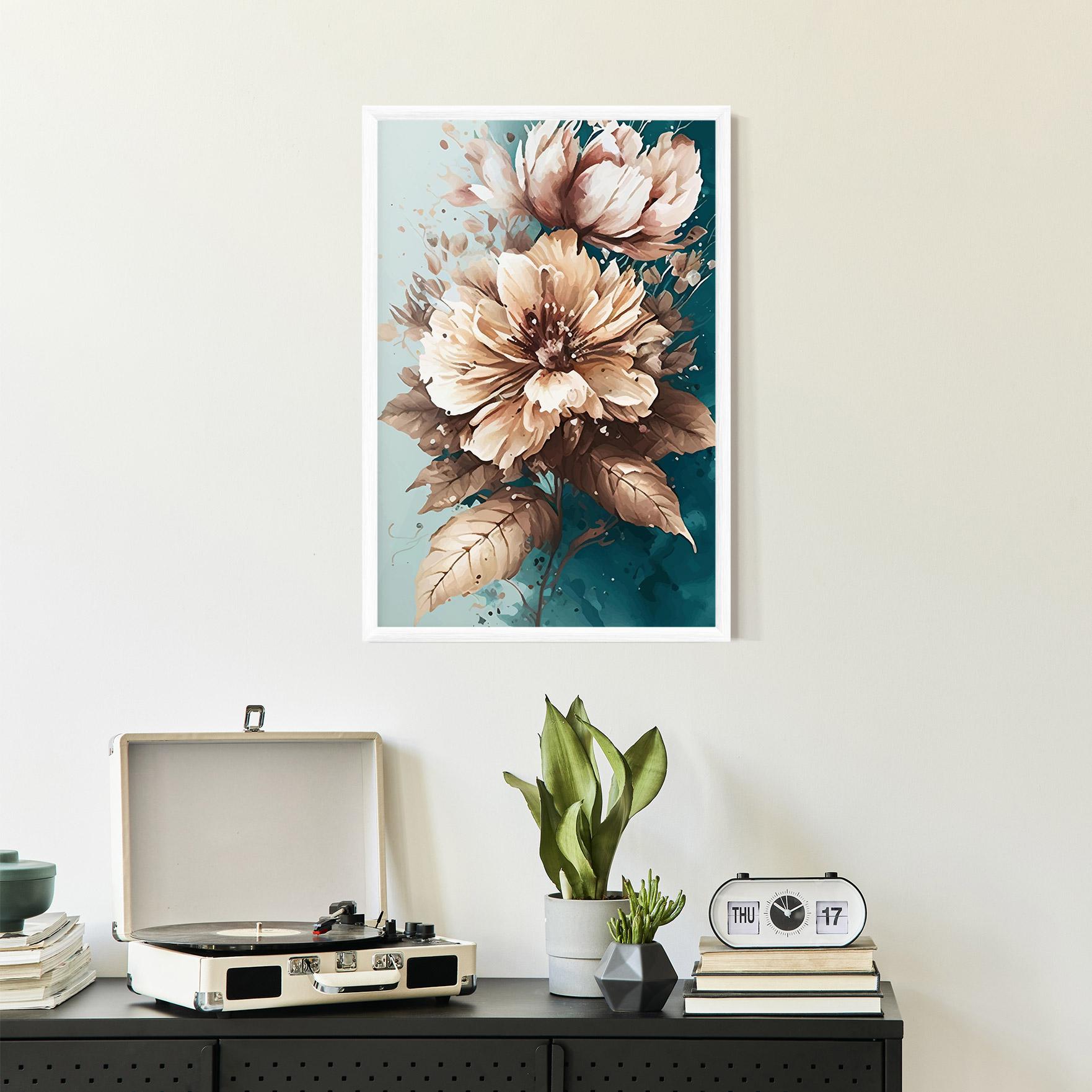 Plakat w Ramie Flower Green Watercolor mockup 2