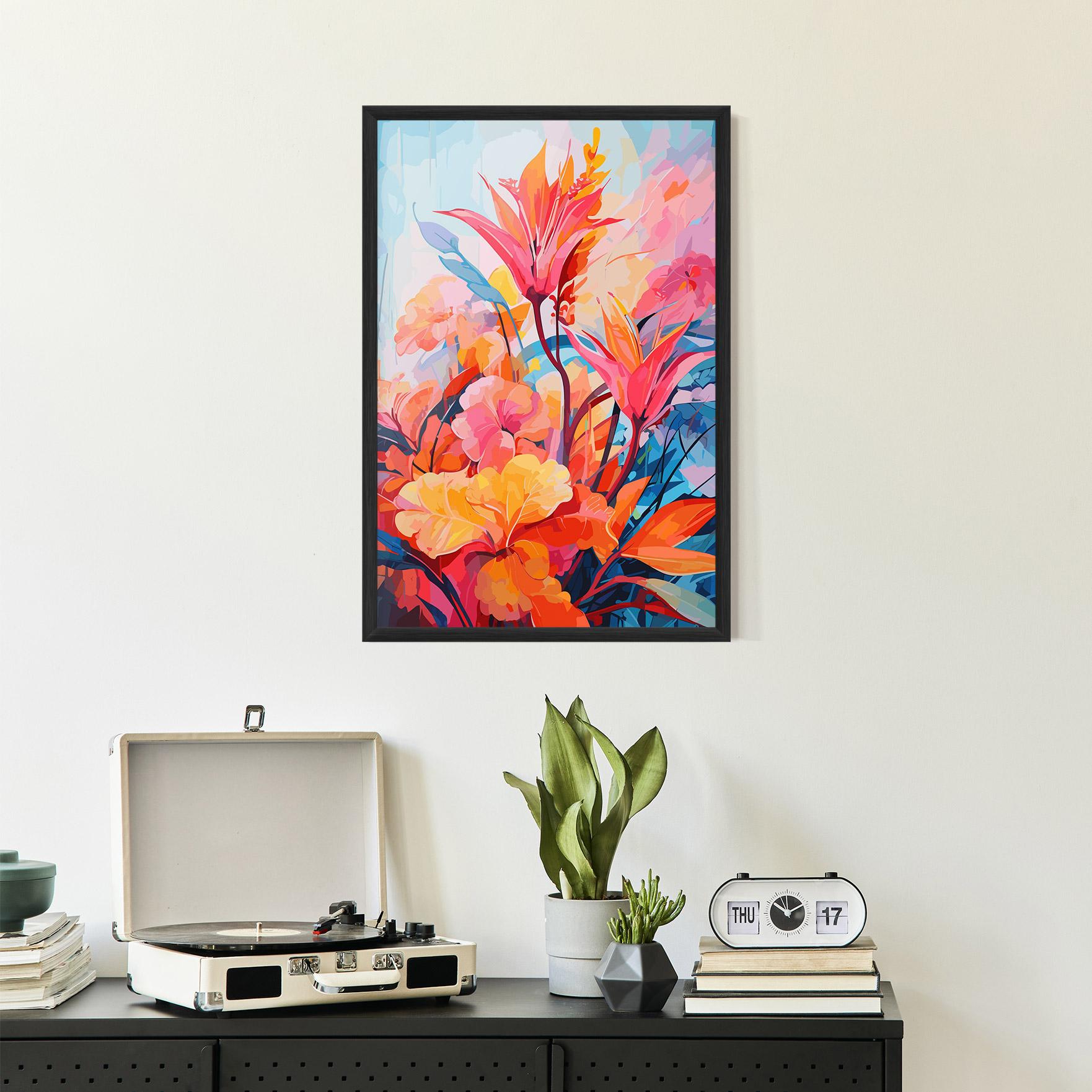 Plakat w Ramie Orange Art Flower mockup 2