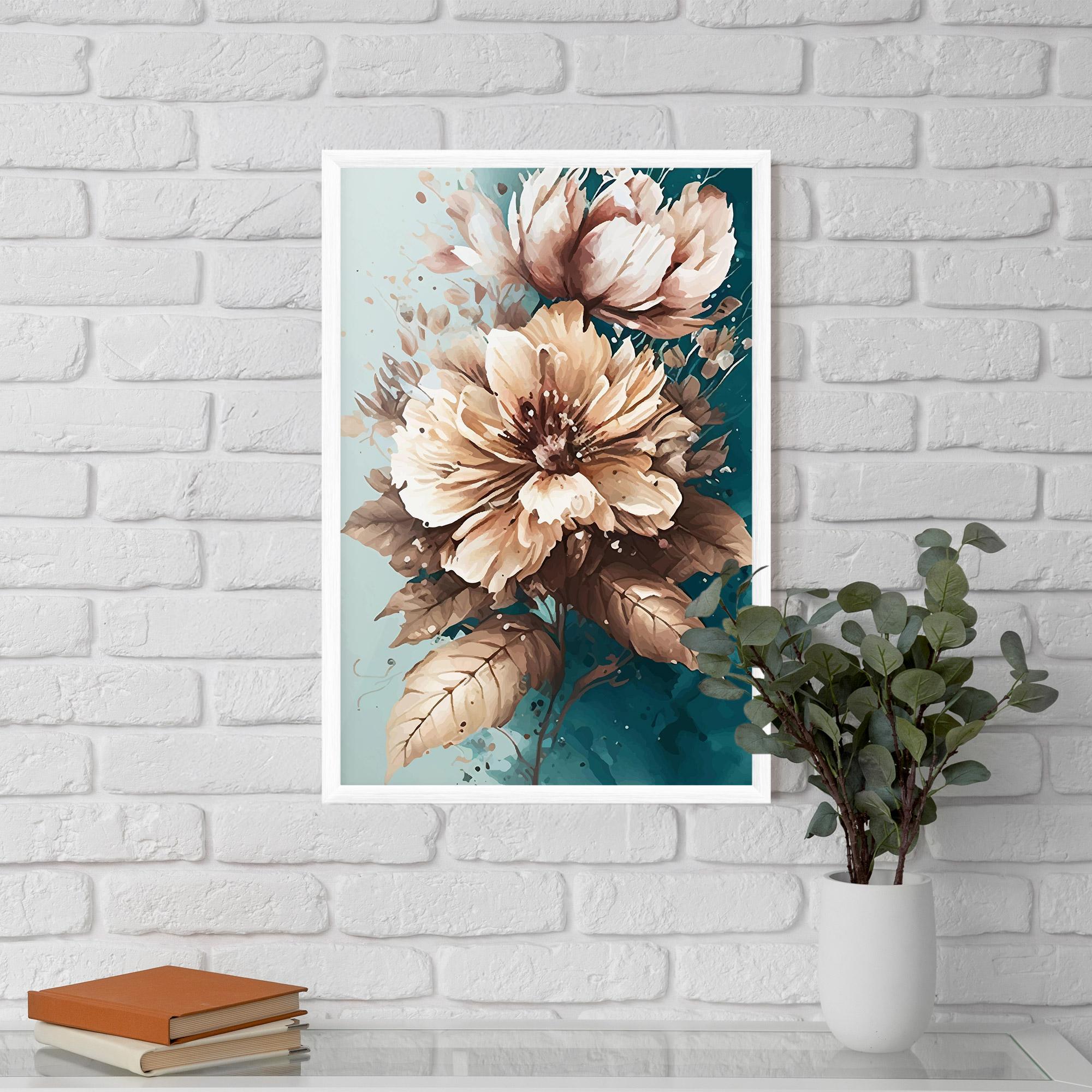 Plakat w Ramie Flower Green Watercolor mockup 5